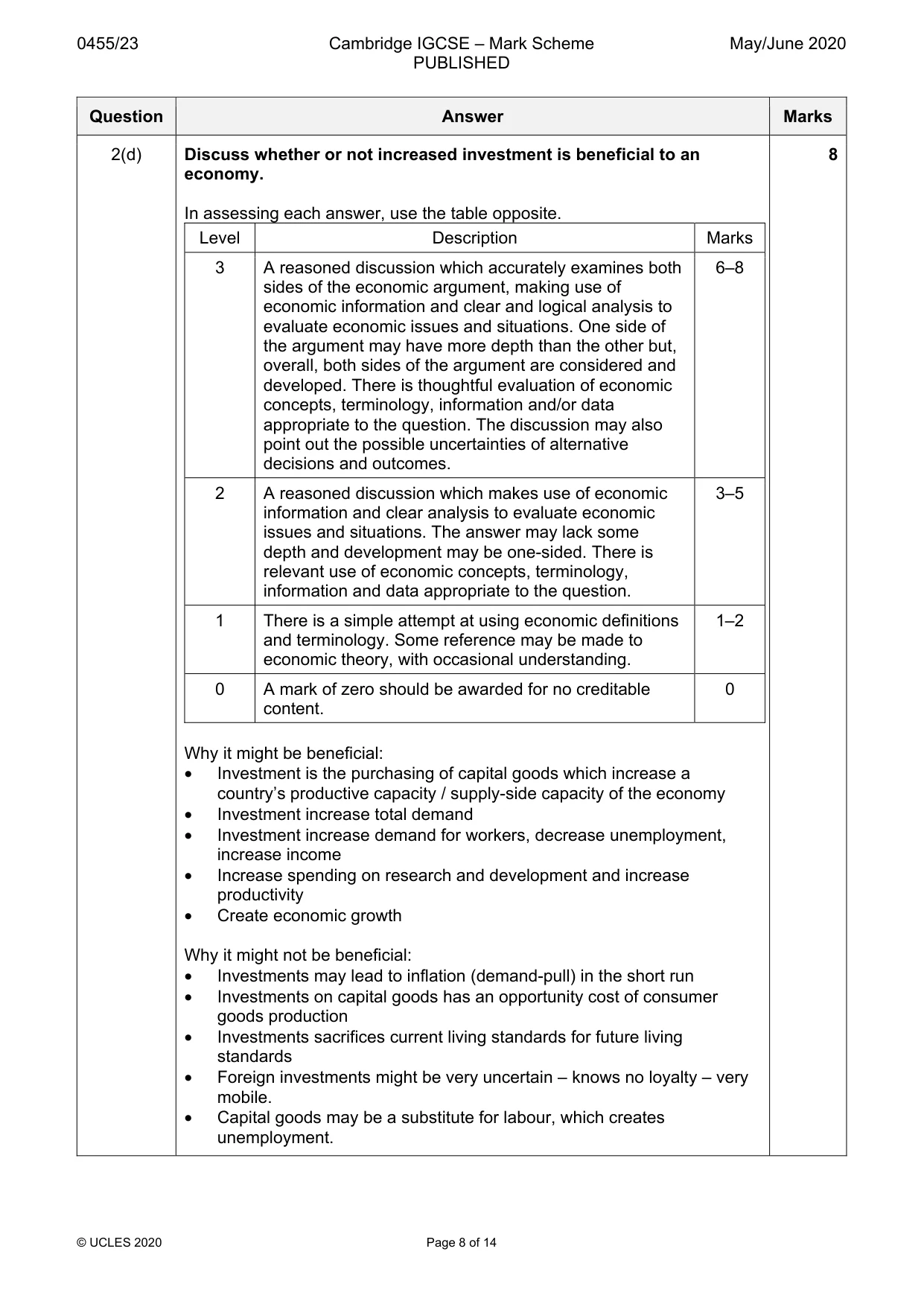 Mark scheme, page 8 of 14