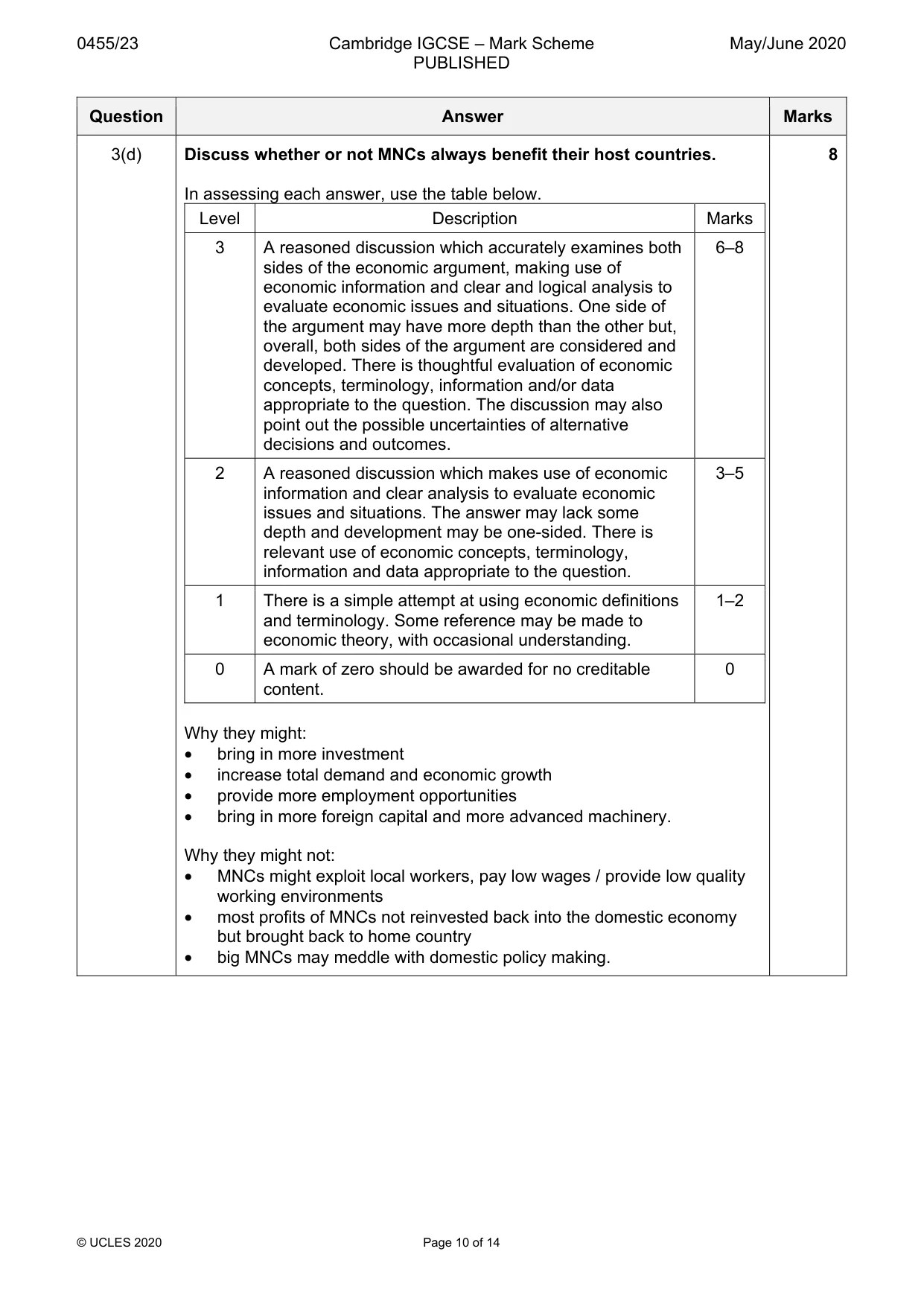 Mark scheme, page 10 of 14