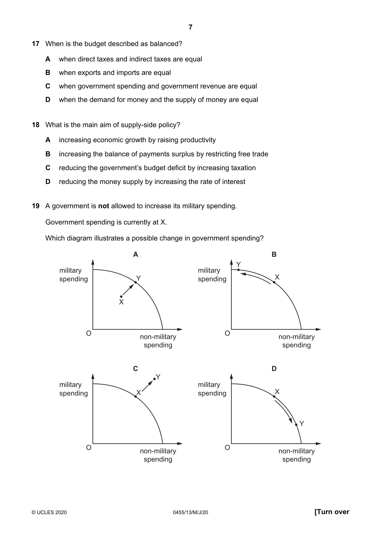 Cambridge IGCSE Economics 0455 2020 May/June Paper 1 · Variant 3 question paper, page 7 of 12