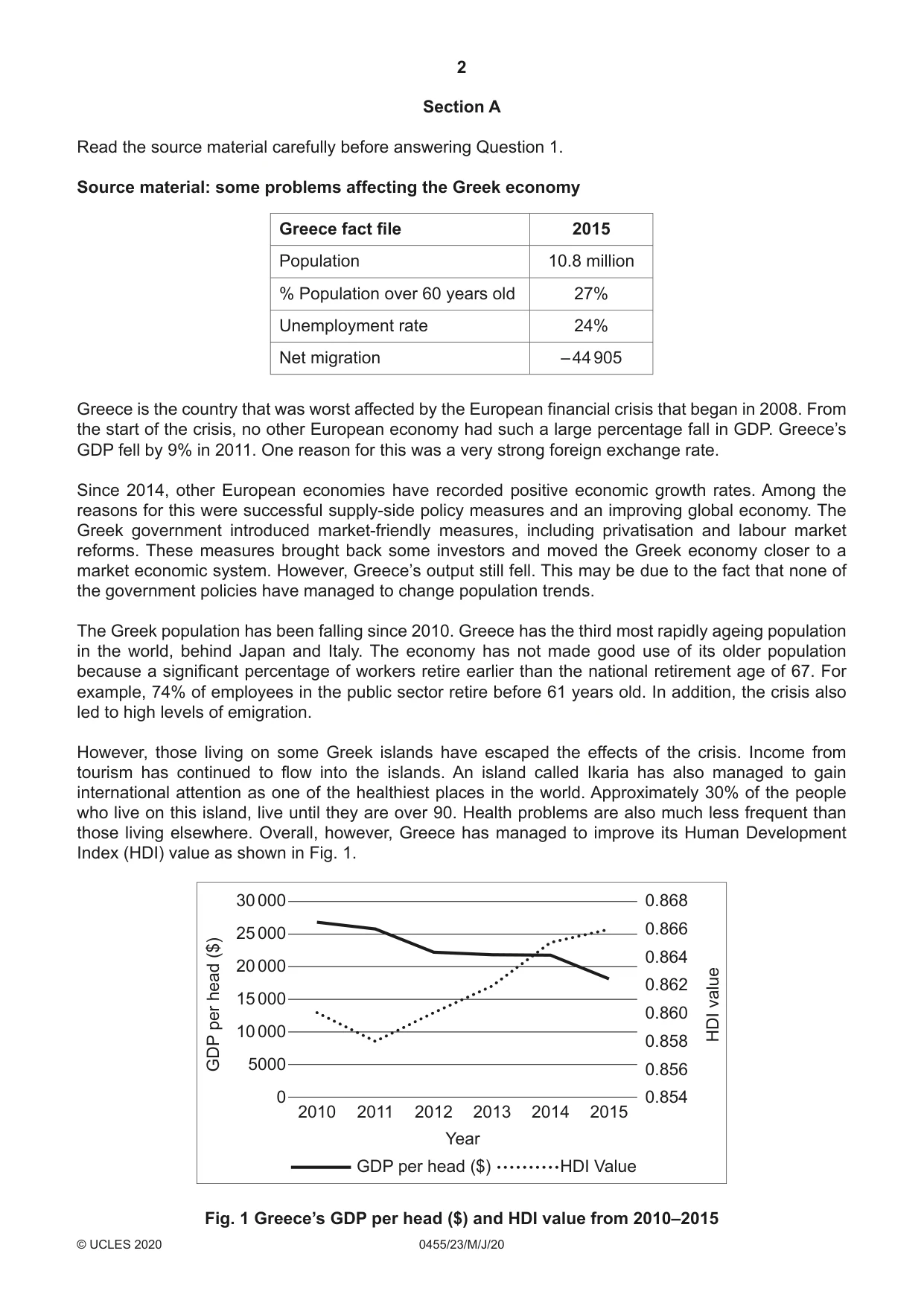 Cambridge IGCSE Economics 0455 2020 May/June Paper 2 · Variant 3 question paper, page 2 of 8