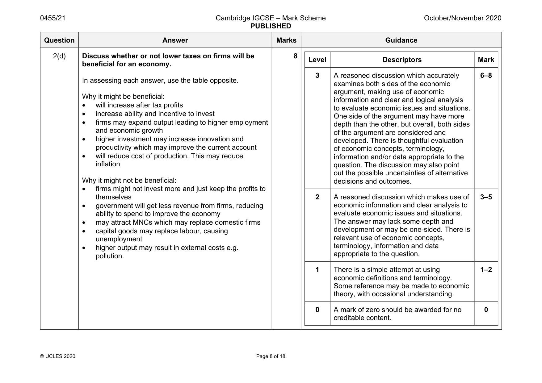 Mark scheme, page 8 of 18