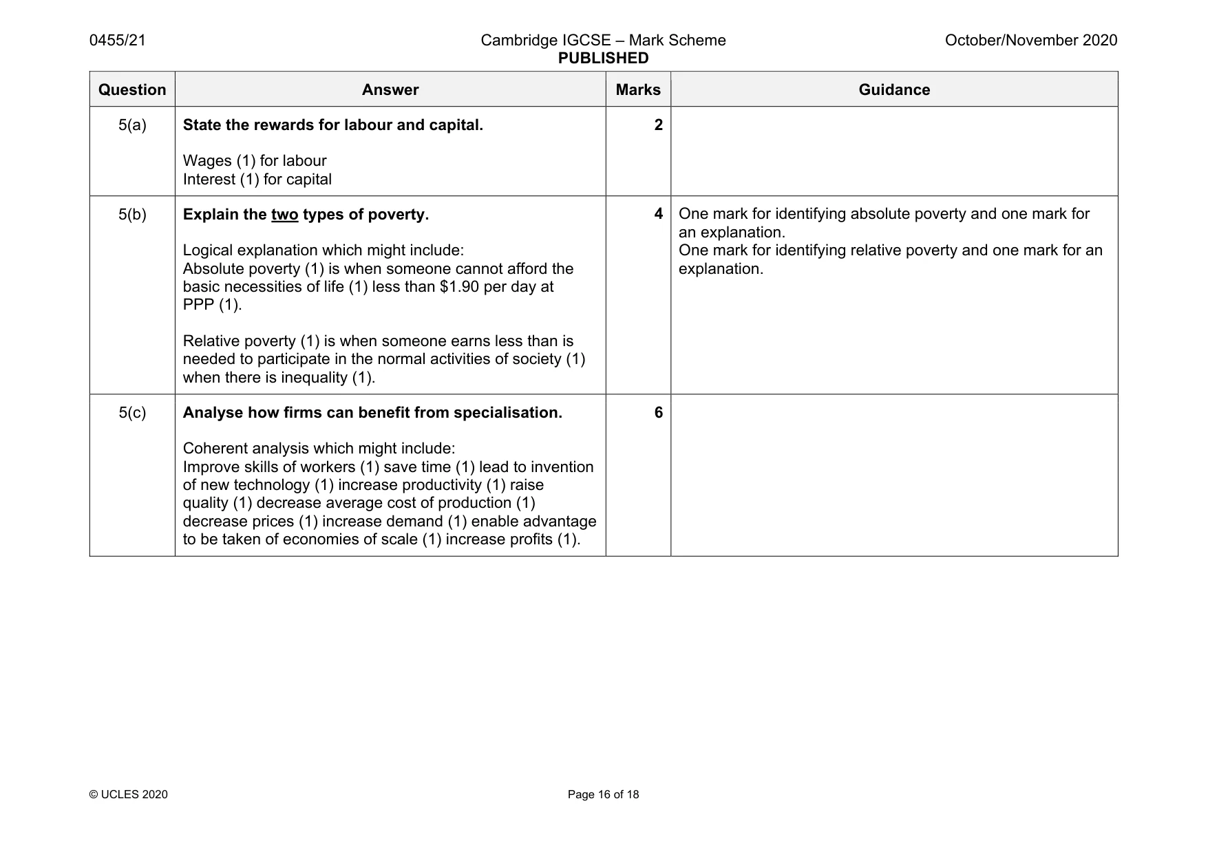Mark scheme, page 16 of 18