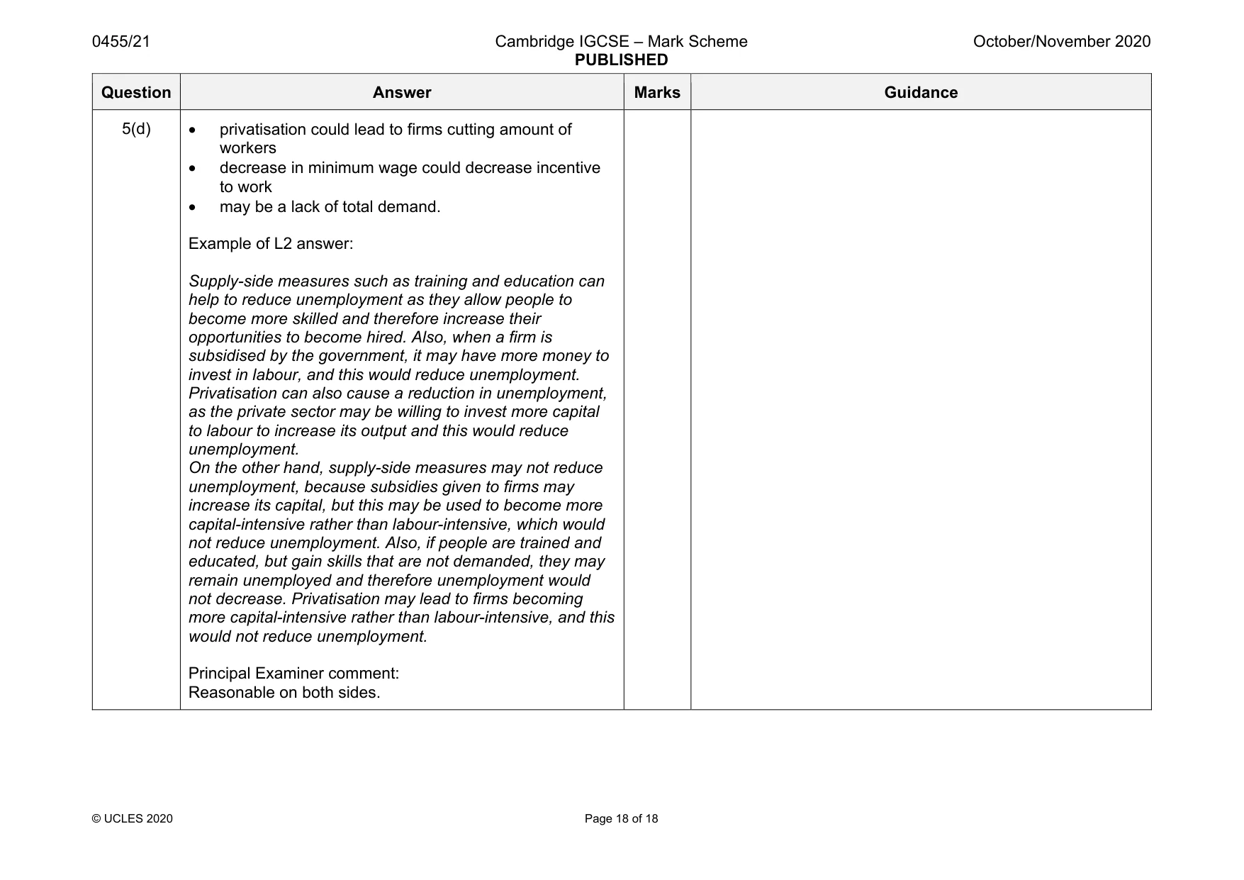 Mark scheme, page 18 of 18