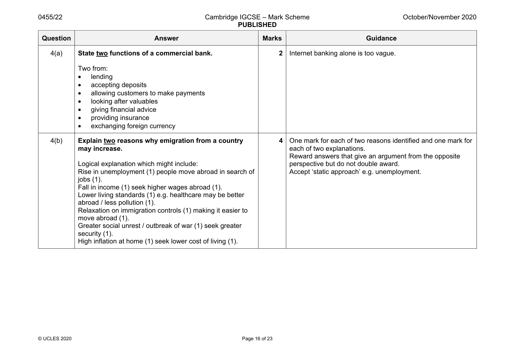 Mark scheme, page 16 of 23