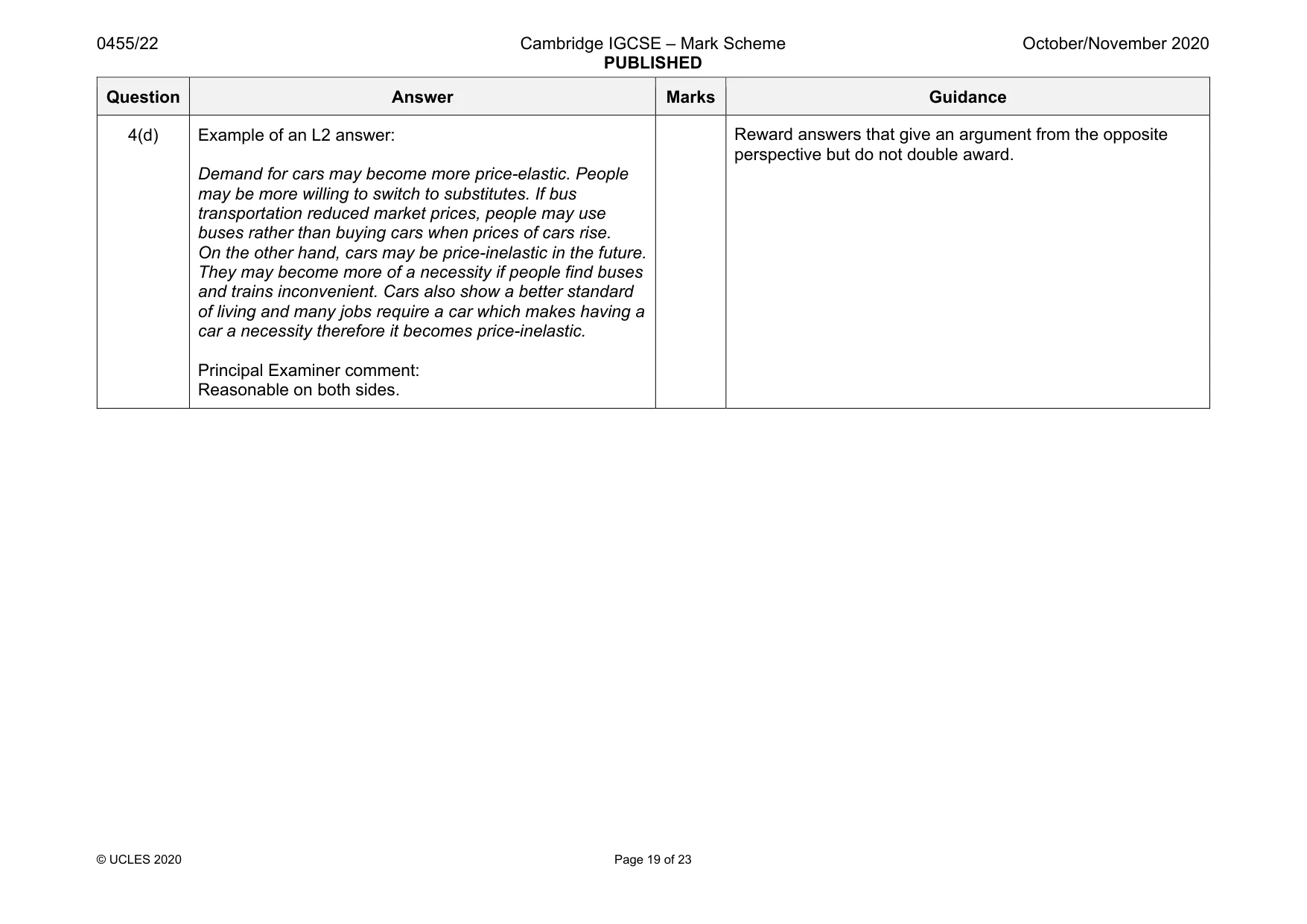 Mark scheme, page 19 of 23