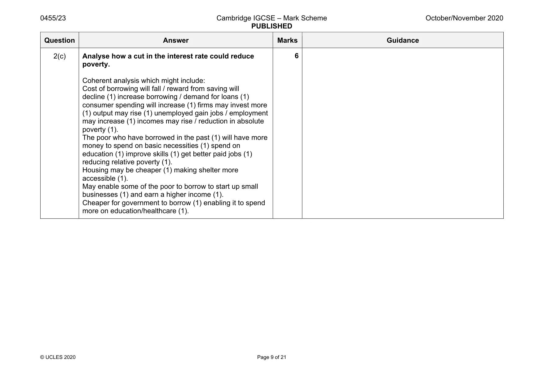 Mark scheme, page 9 of 21