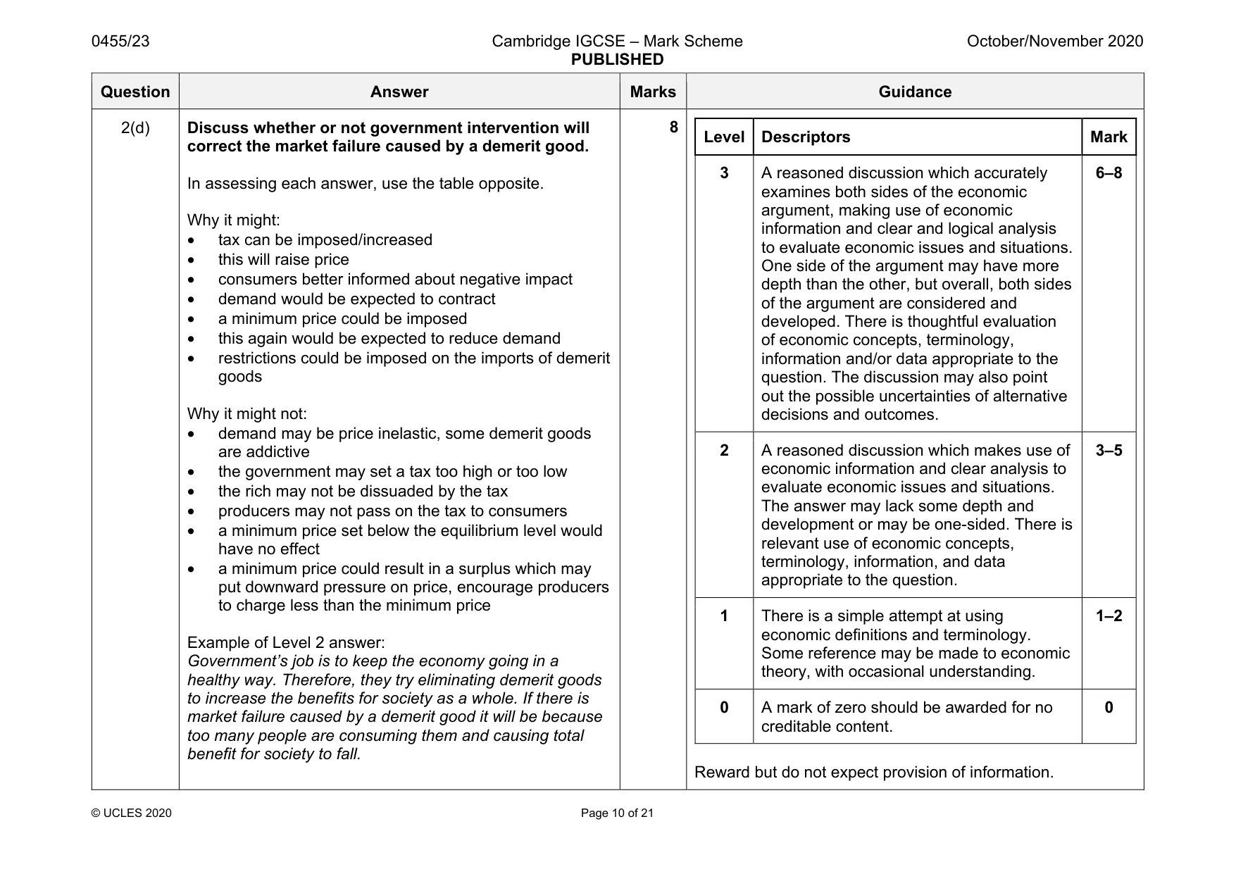 Mark scheme, page 10 of 21