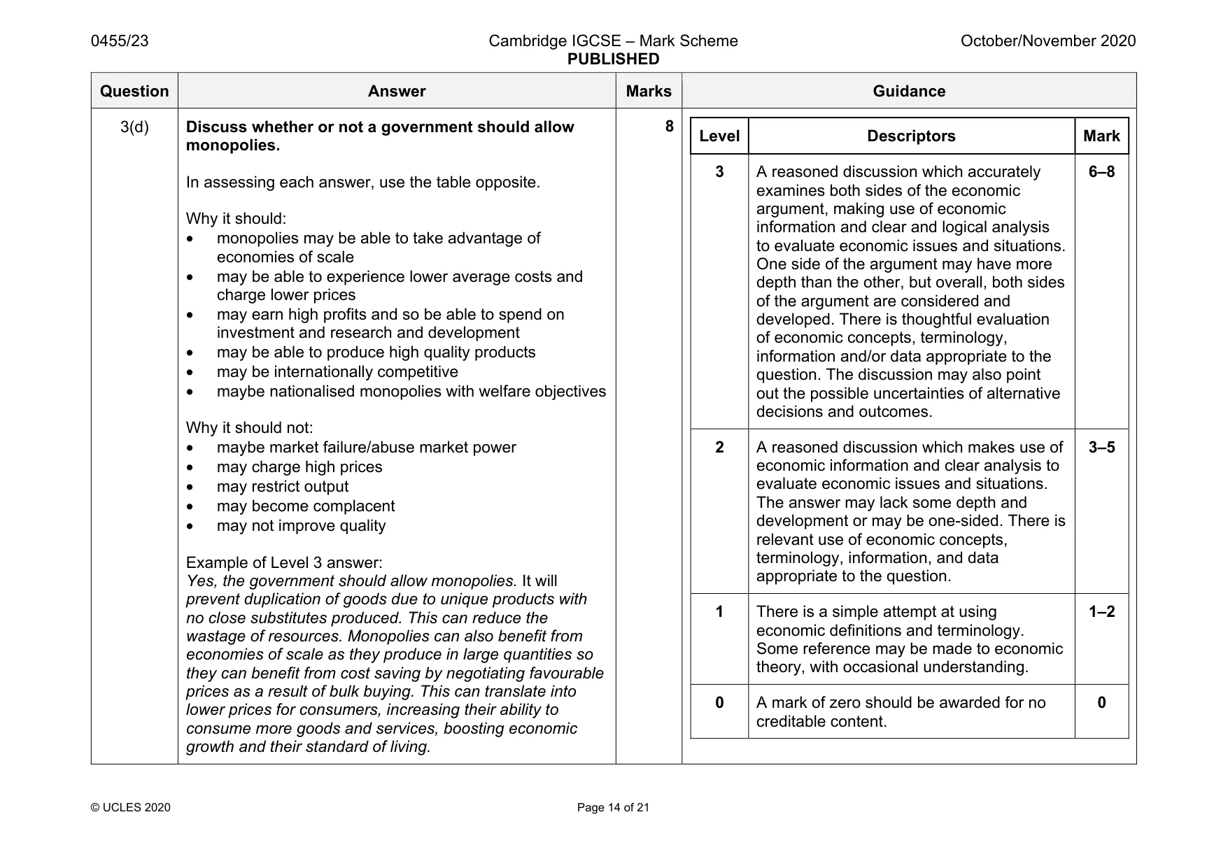 Mark scheme, page 14 of 21
