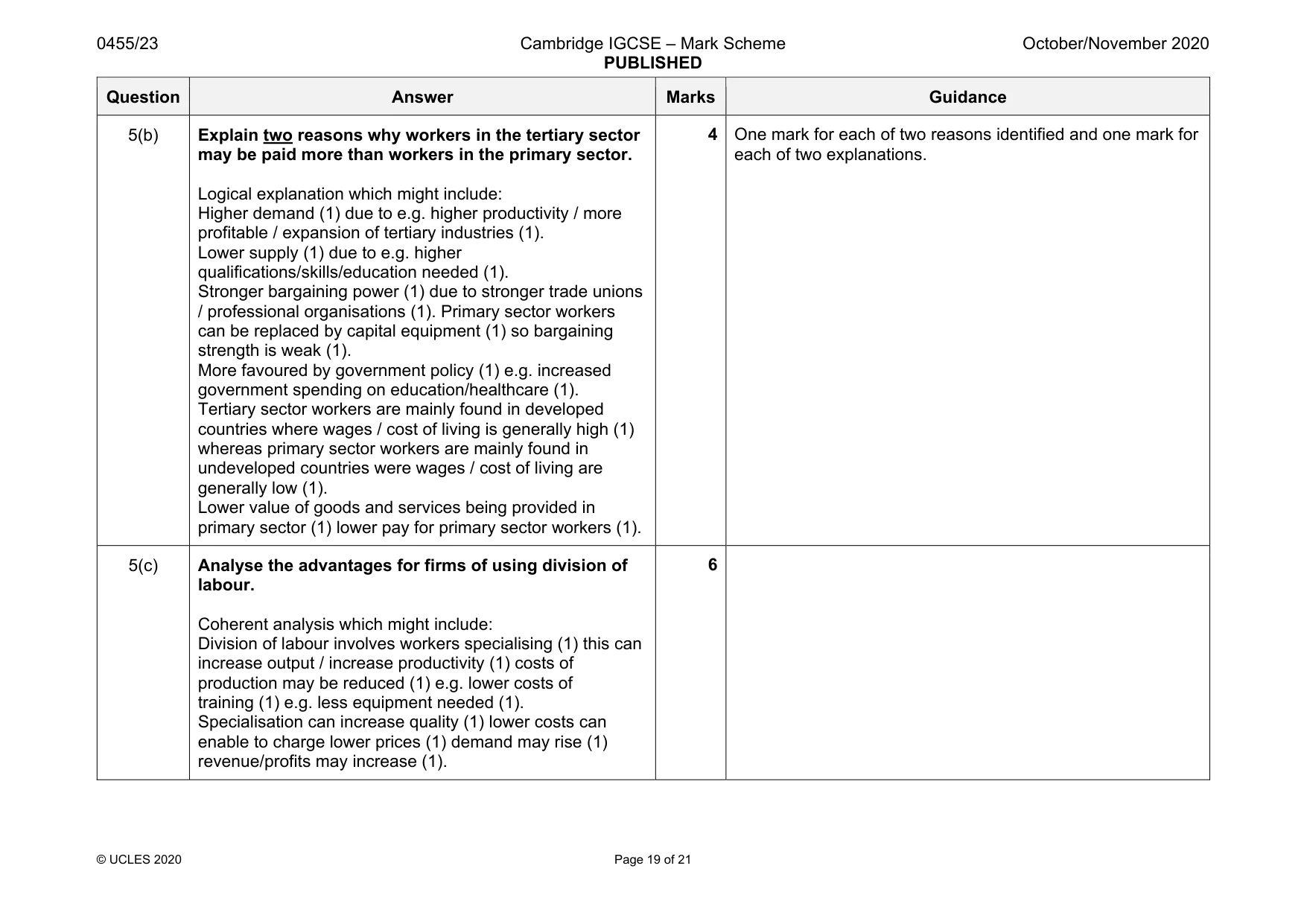Mark scheme, page 19 of 21