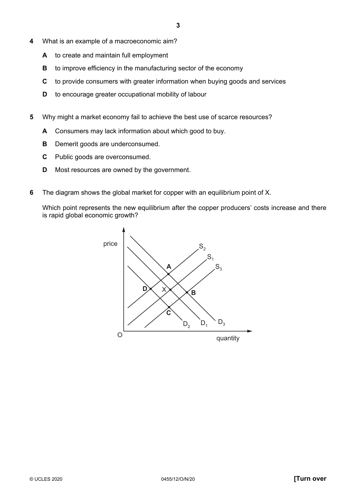 Cambridge IGCSE Economics 0455 2020 Oct/Nov Paper 1 · Variant 2 question paper, page 3 of 12