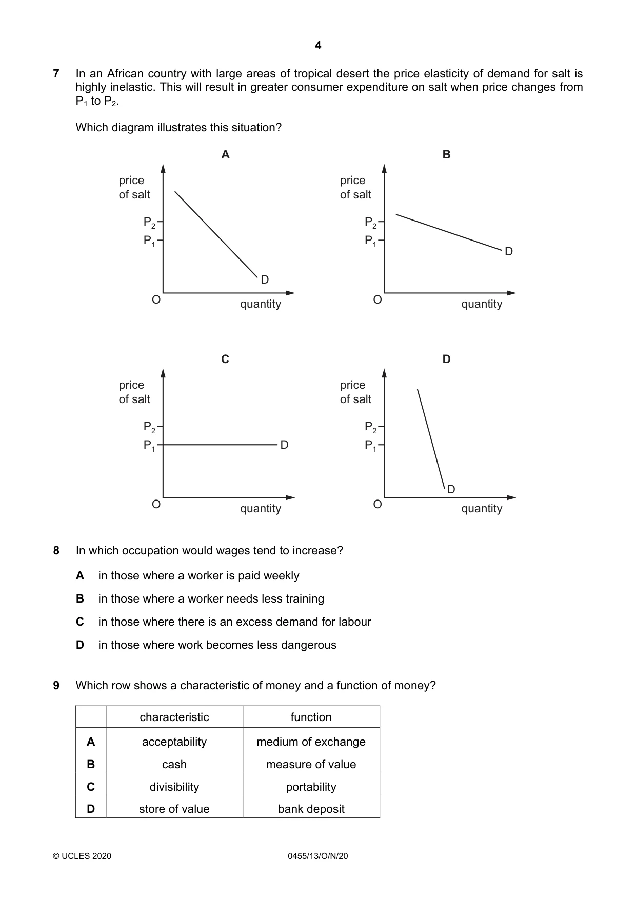 Cambridge IGCSE Economics 0455 2020 Oct/Nov Paper 1 · Variant 3 question paper, page 4 of 12