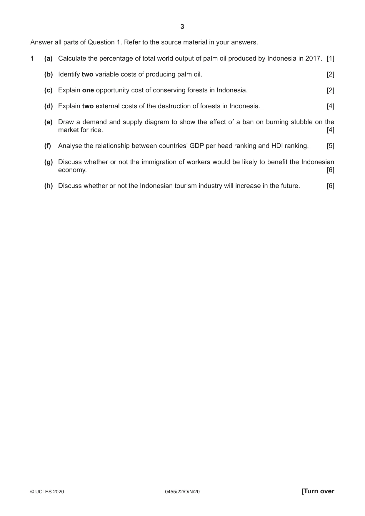Cambridge IGCSE Economics 0455 2020 Oct/Nov Paper 2 · Variant 2 question paper, page 3 of 8