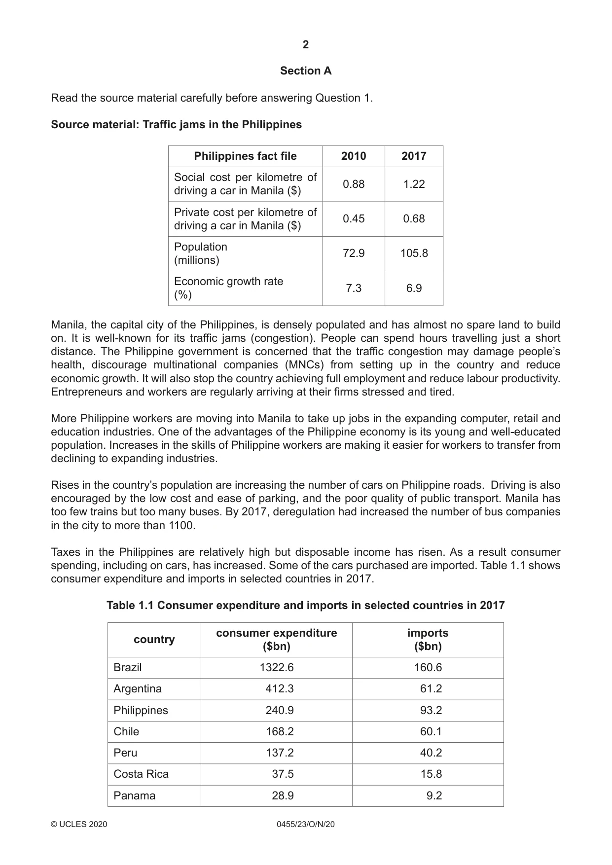Cambridge IGCSE Economics 0455 2020 Oct/Nov Paper 2 · Variant 3 question paper, page 2 of 8