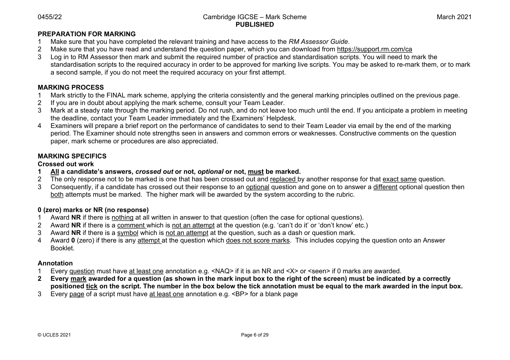 Mark scheme, page 6 of 29