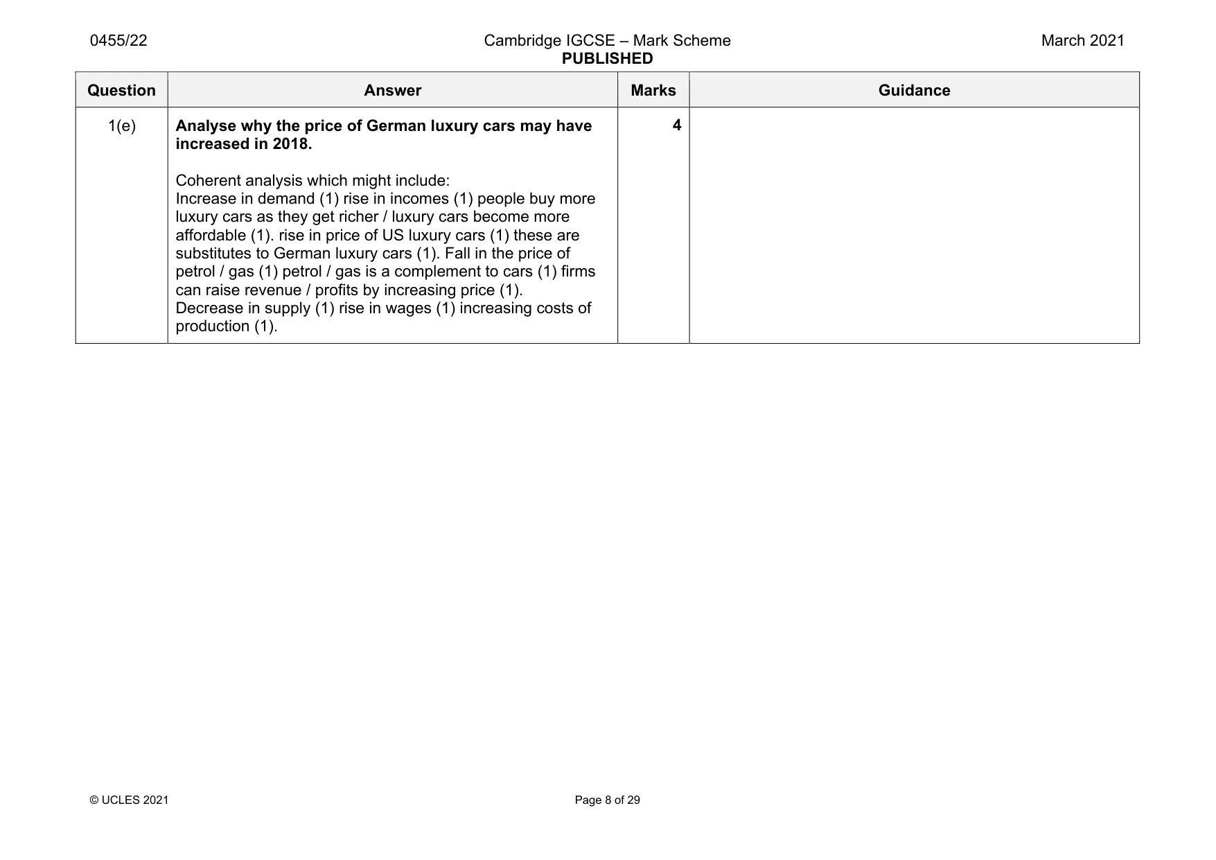 Mark scheme, page 8 of 29