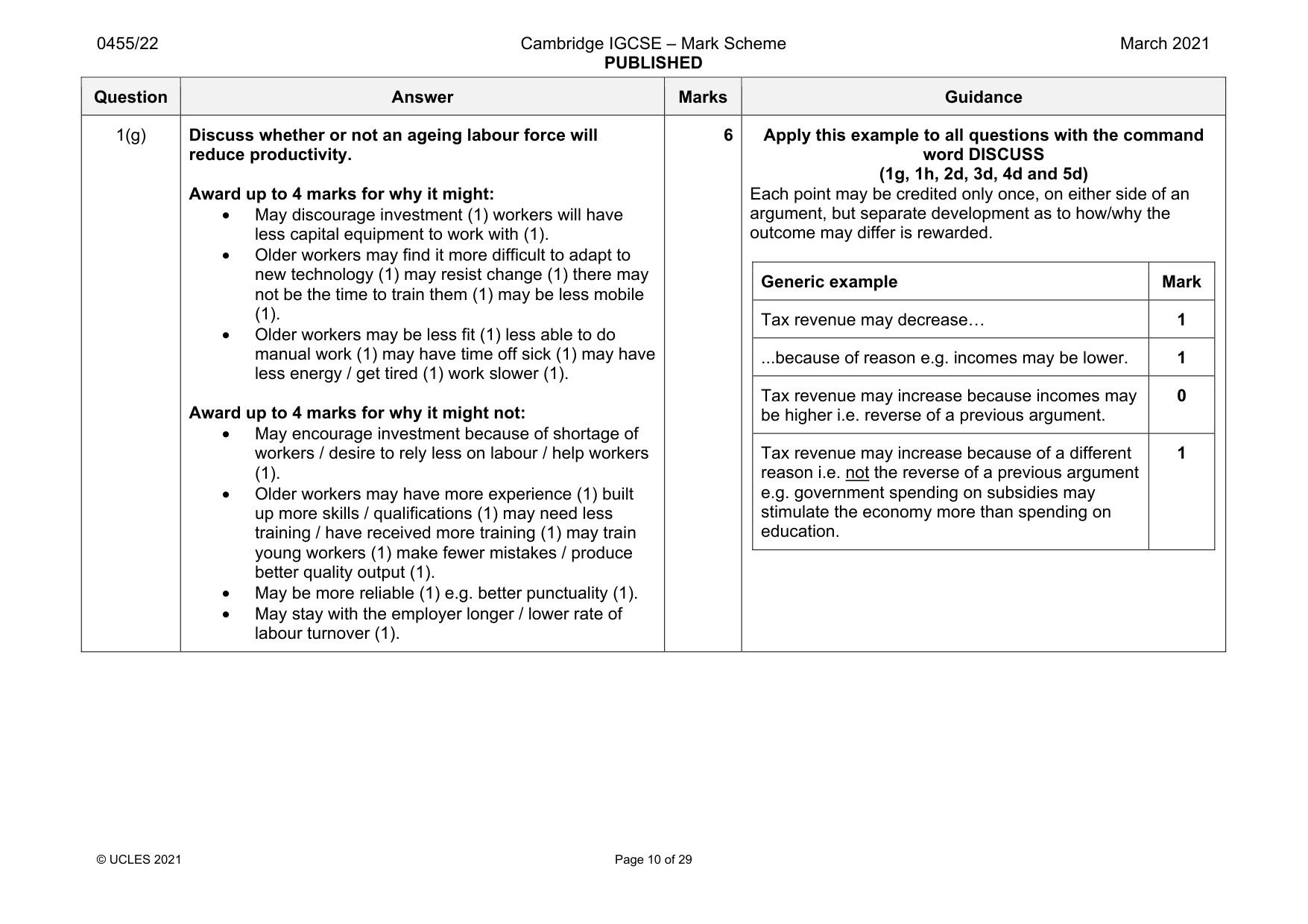 Mark scheme, page 10 of 29