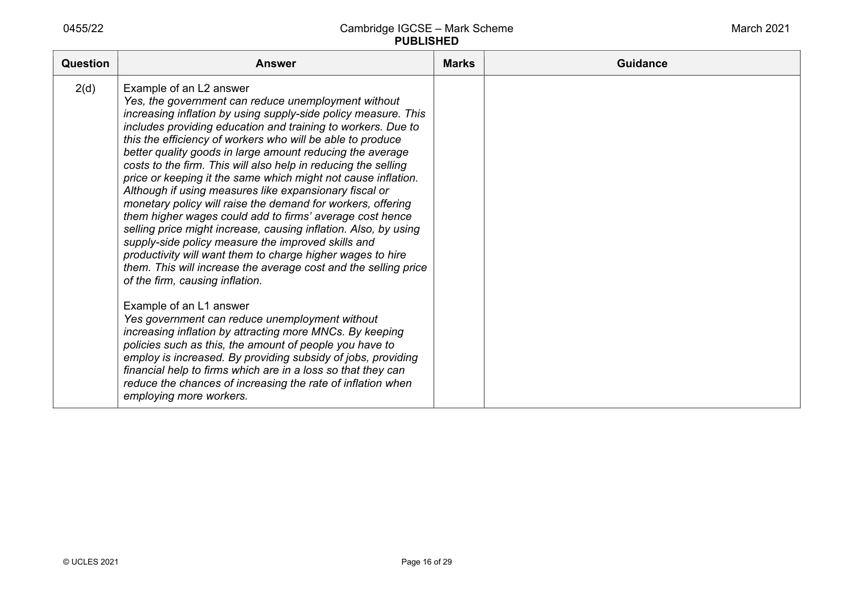 Mark scheme, page 16 of 29