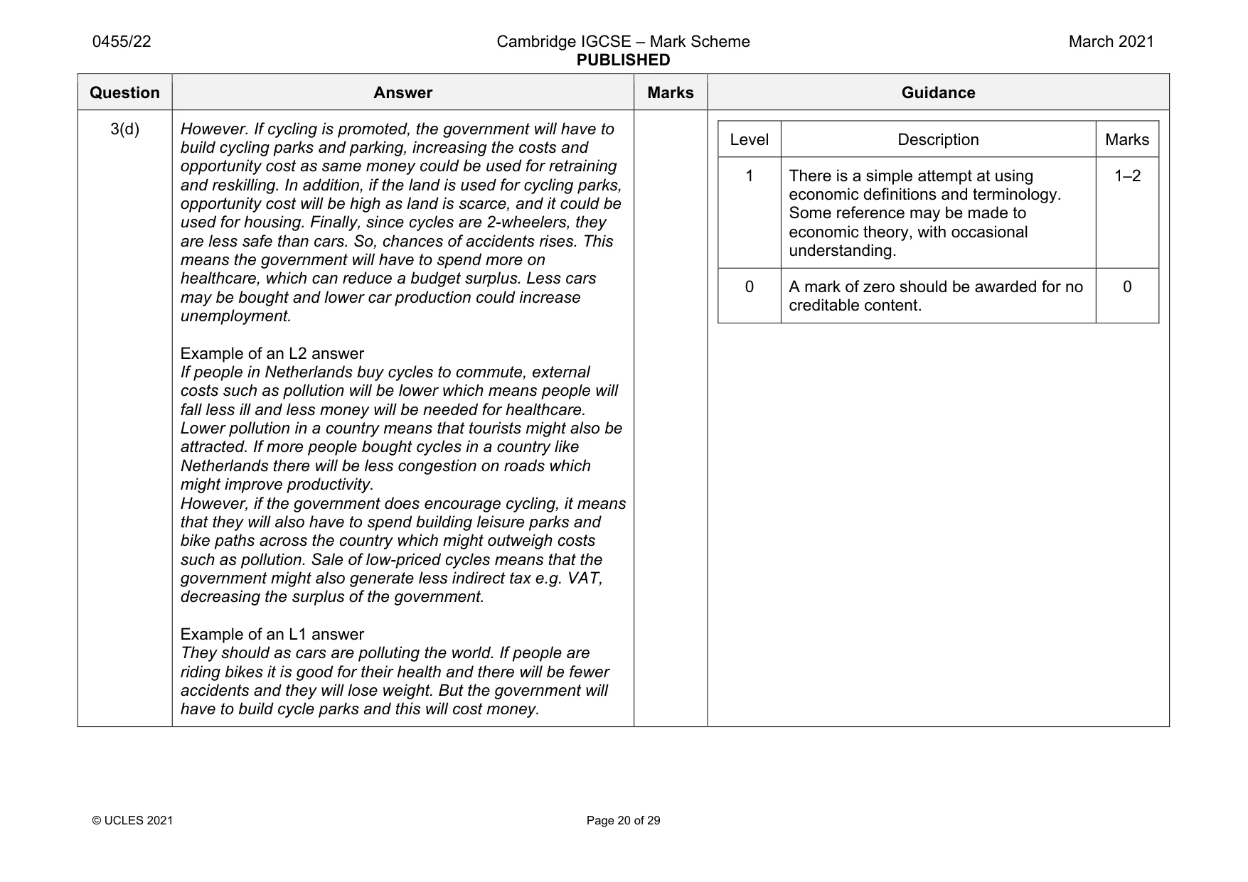 Mark scheme, page 20 of 29