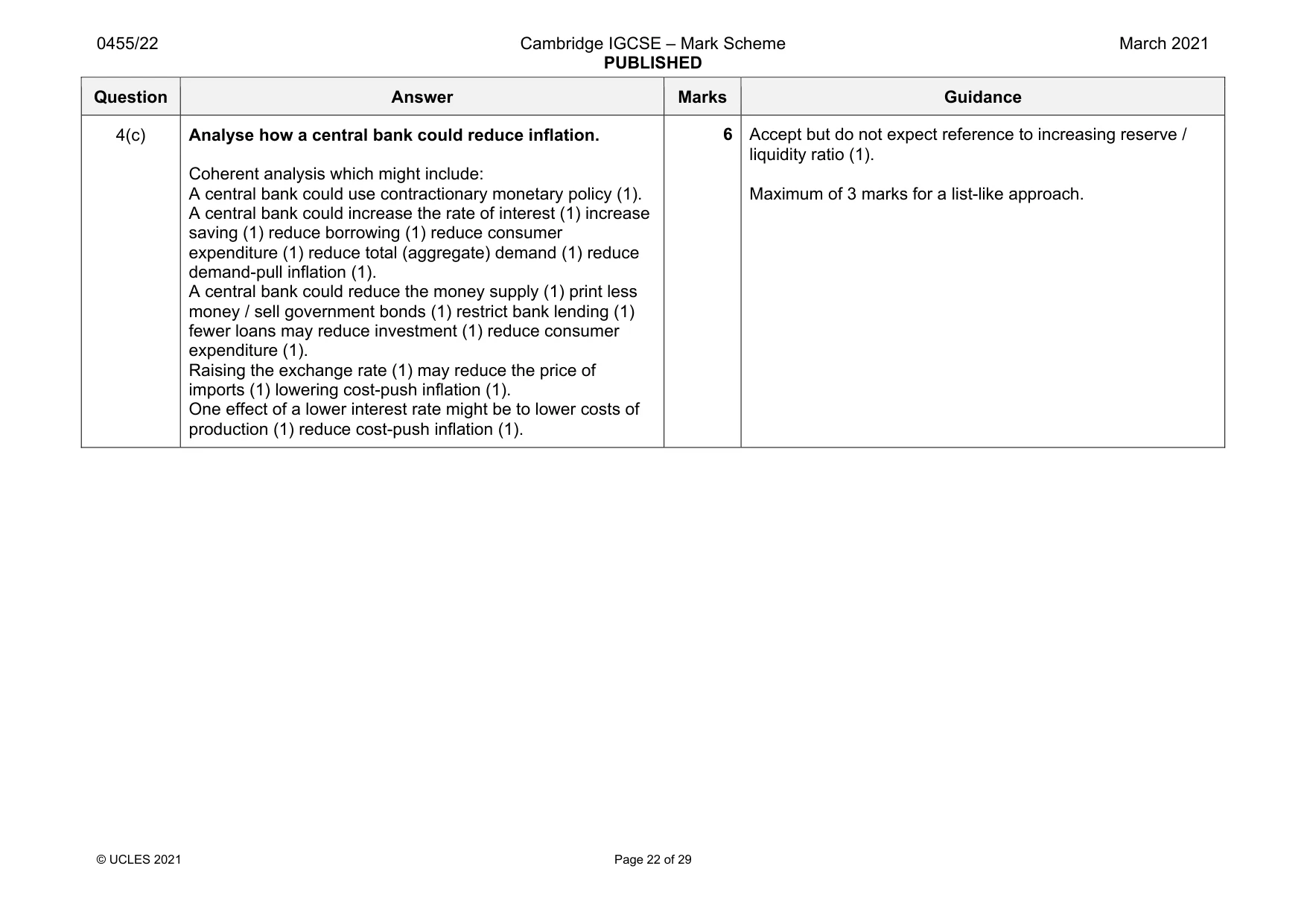 Mark scheme, page 22 of 29