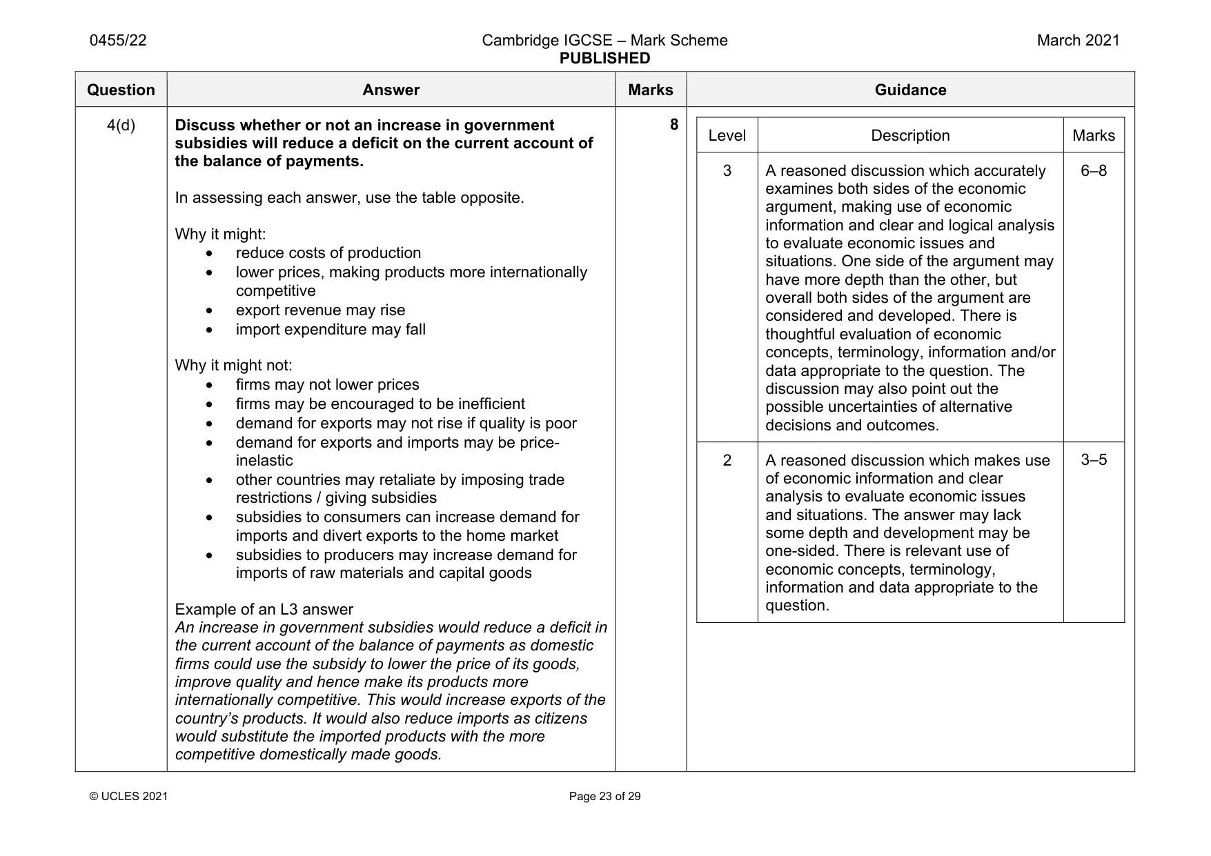 Mark scheme, page 23 of 29