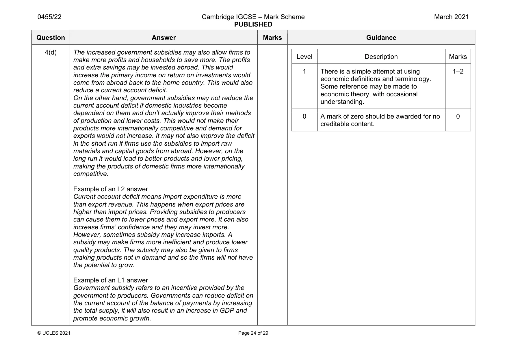Mark scheme, page 24 of 29