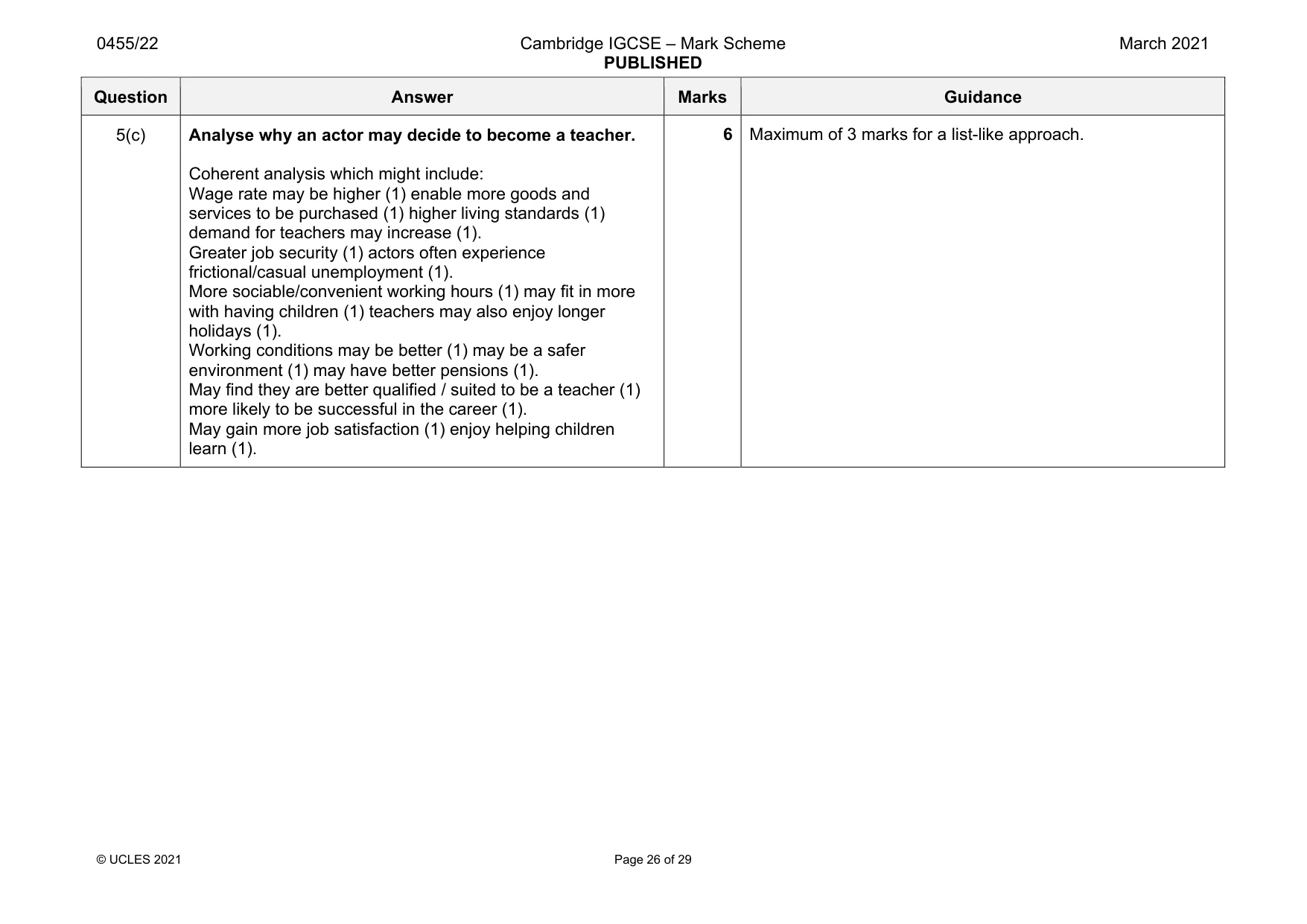 Mark scheme, page 26 of 29