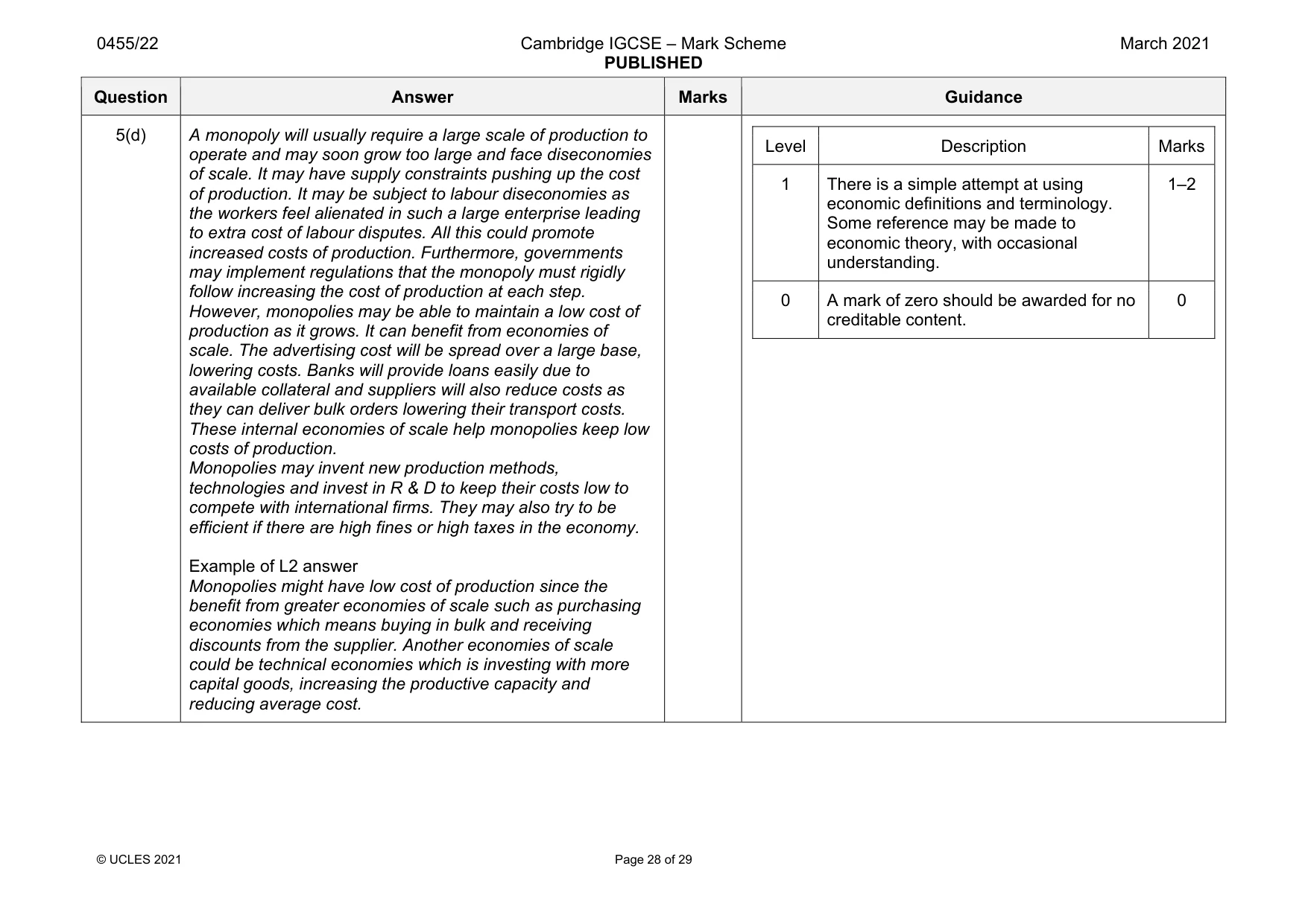 Mark scheme, page 28 of 29
