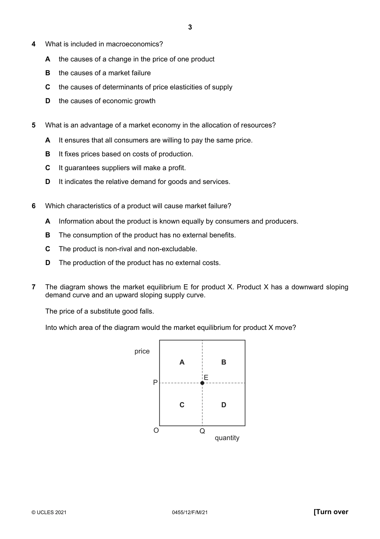 Cambridge IGCSE Economics 0455 2021 Feb/March Paper 1 · Variant 2 question paper, page 3 of 12