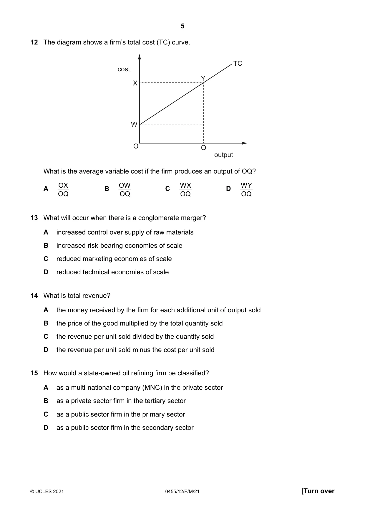 Cambridge IGCSE Economics 0455 2021 Feb/March Paper 1 · Variant 2 question paper, page 5 of 12