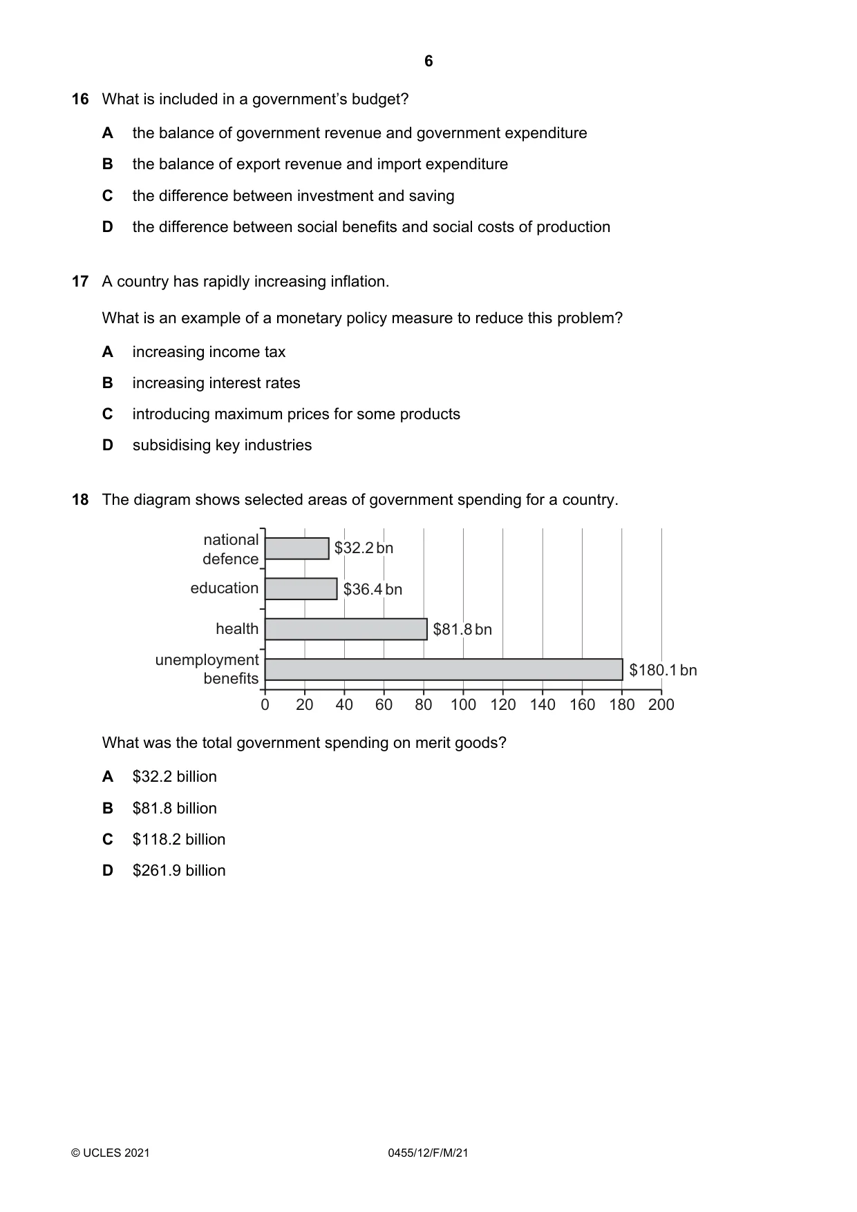 Cambridge IGCSE Economics 0455 2021 Feb/March Paper 1 · Variant 2 question paper, page 6 of 12