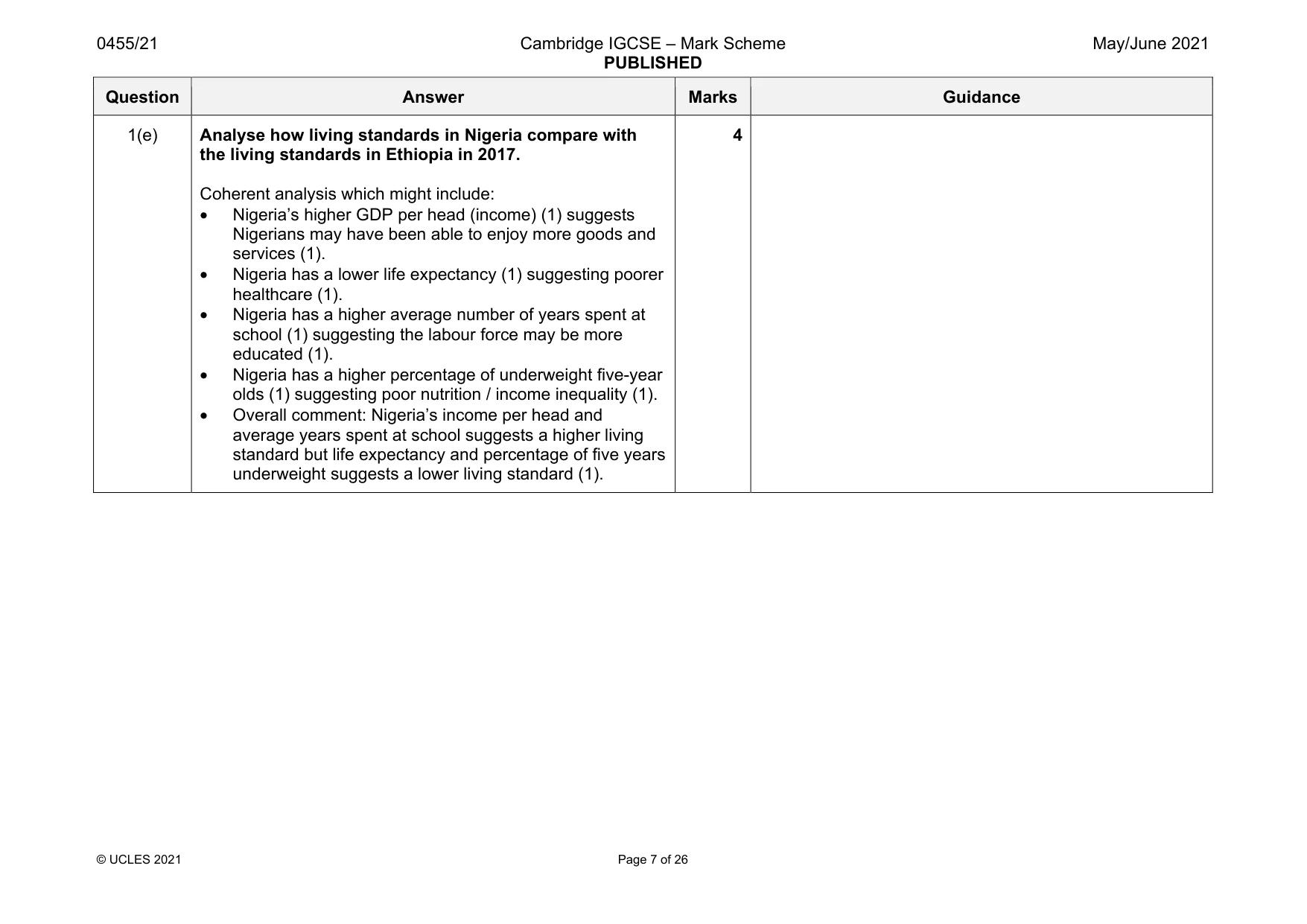 Mark scheme, page 7 of 26