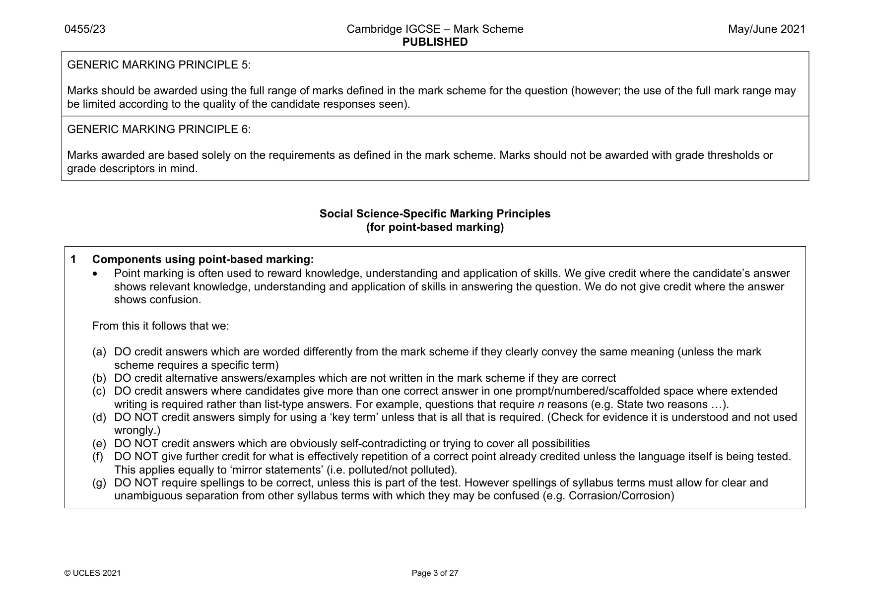 Mark scheme, page 3 of 27