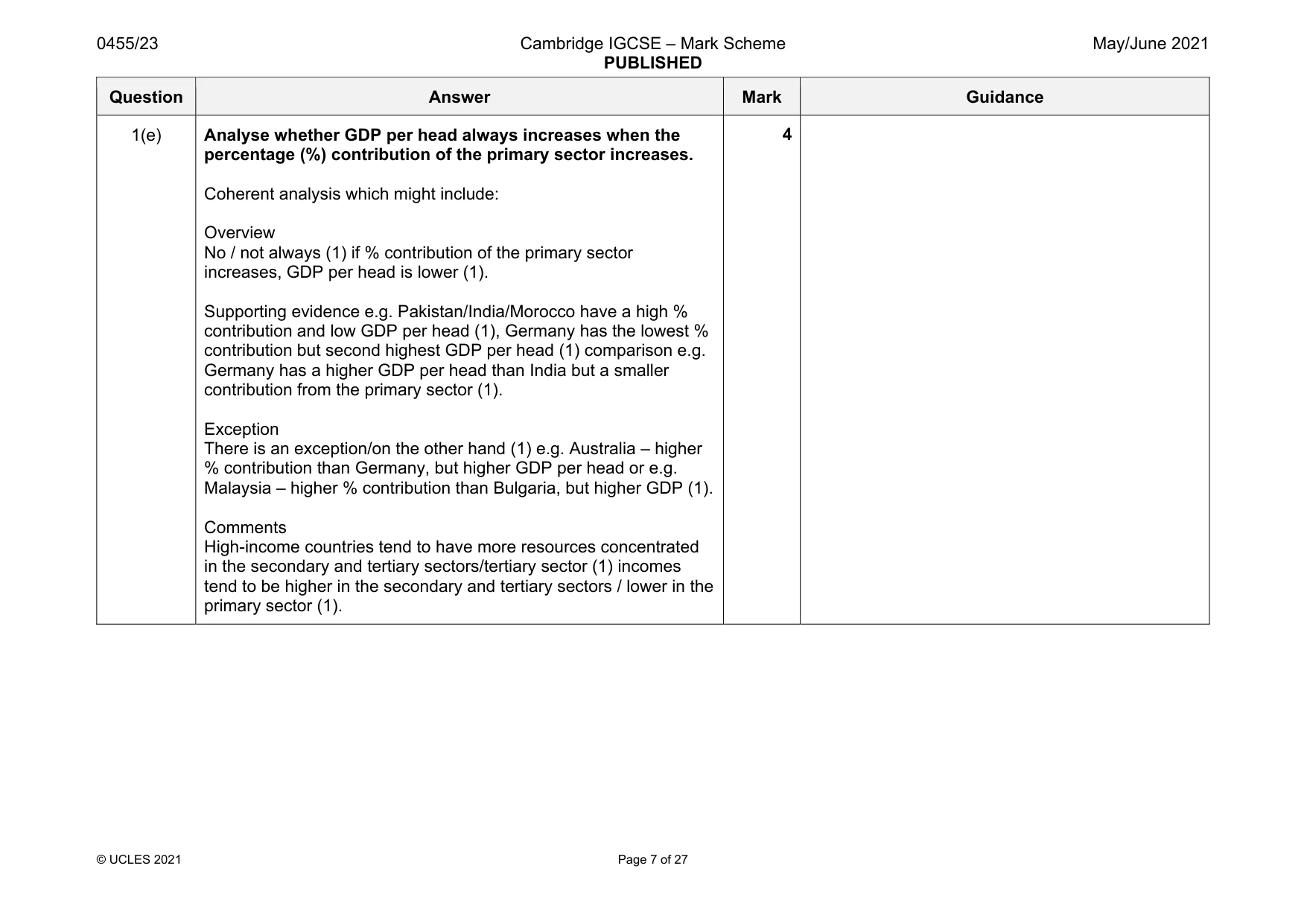 Mark scheme, page 7 of 27