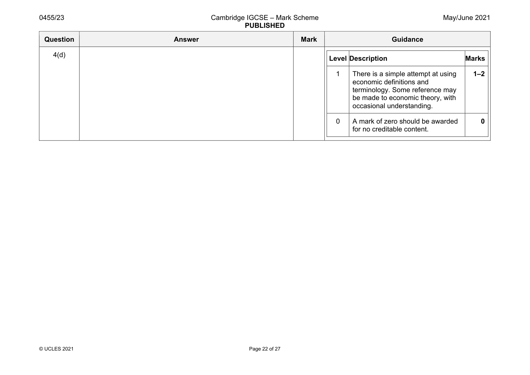Mark scheme, page 22 of 27