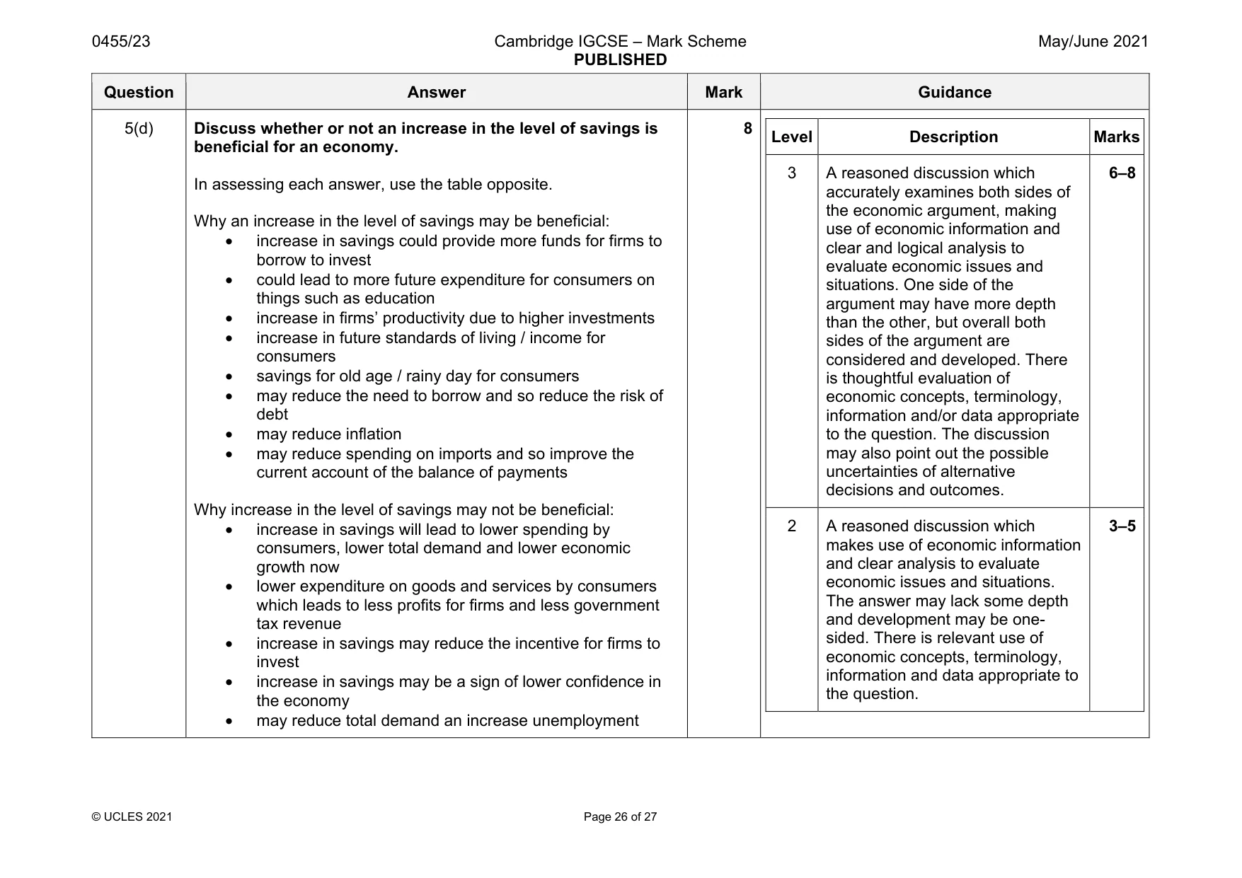 Mark scheme, page 26 of 27