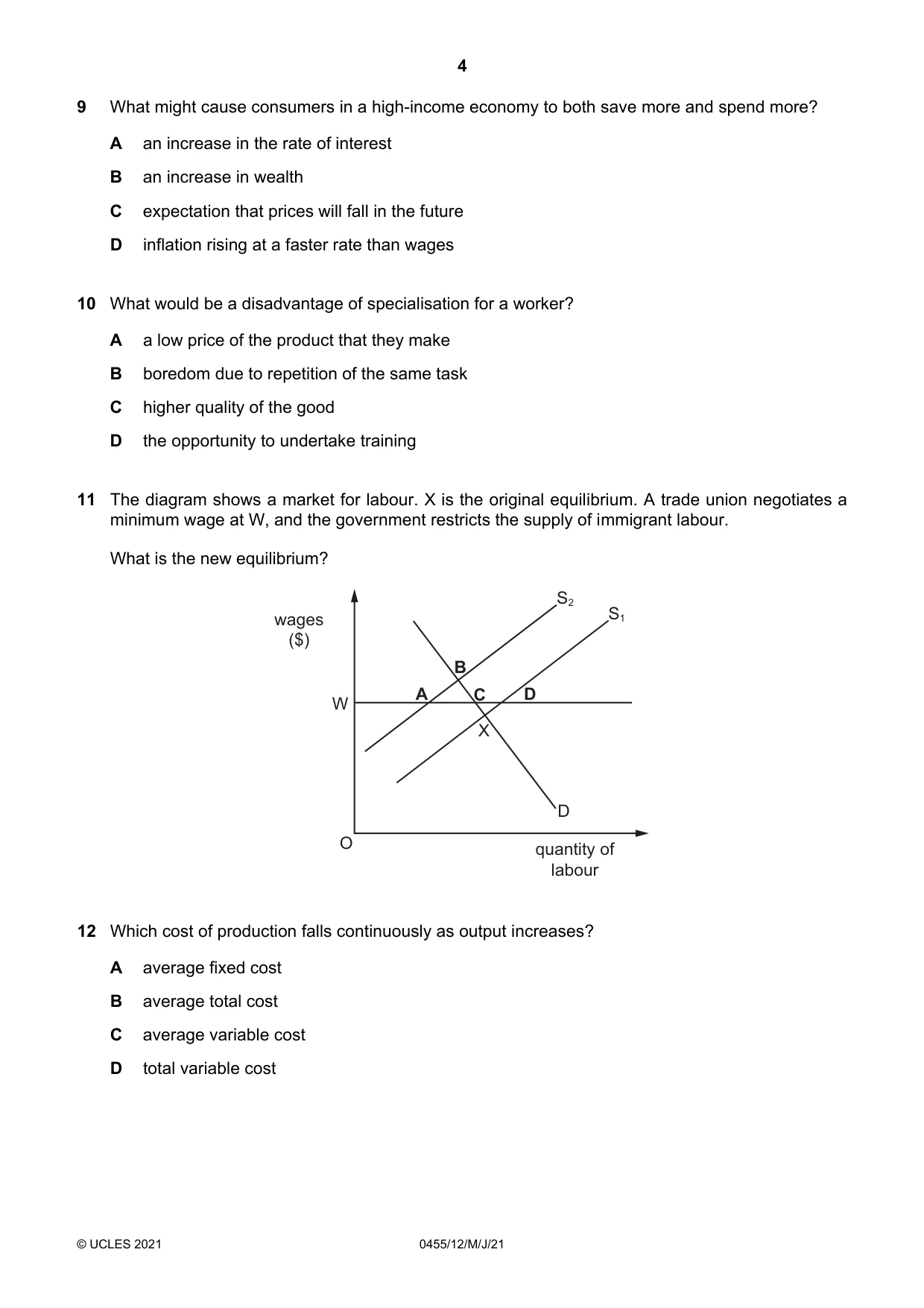 Cambridge IGCSE Economics 0455 2021 May/June Paper 1 · Variant 2 question paper, page 4 of 12