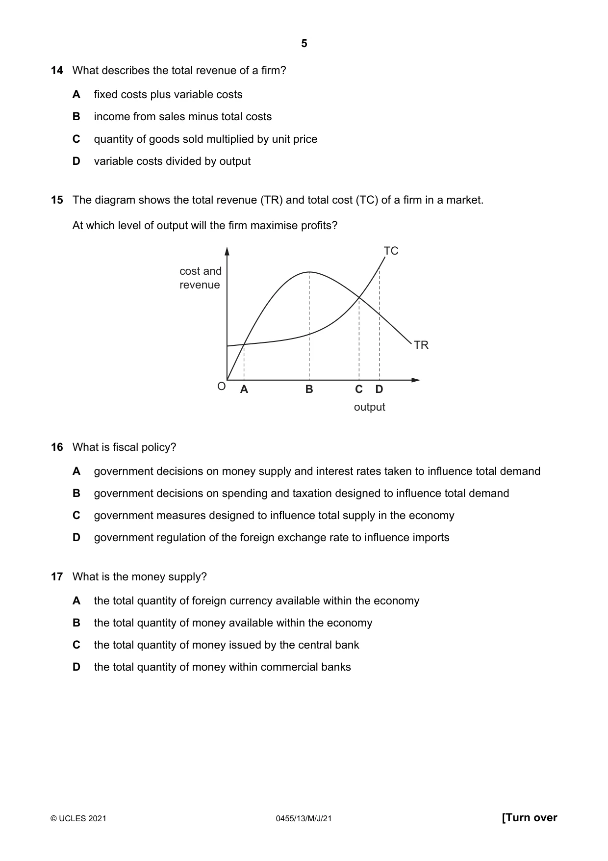 Cambridge IGCSE Economics 0455 2021 May/June Paper 1 · Variant 3 question paper, page 5 of 12