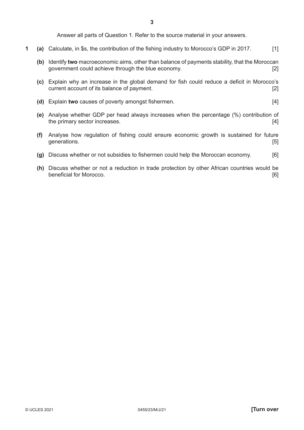Cambridge IGCSE Economics 0455 2021 May/June Paper 2 · Variant 3 question paper, page 3 of 8