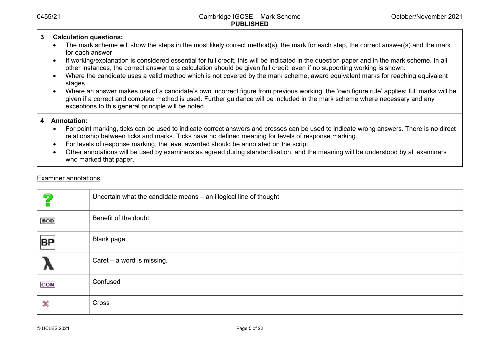 Mark scheme, page 5 of 22