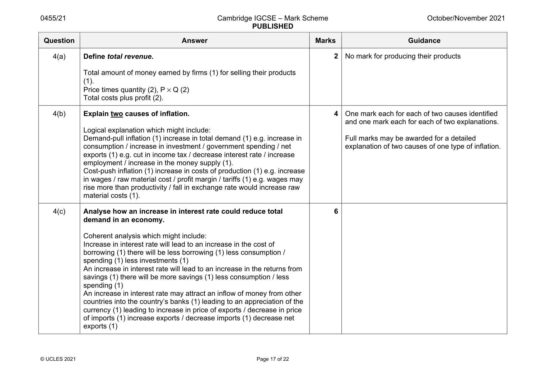 Mark scheme, page 17 of 22