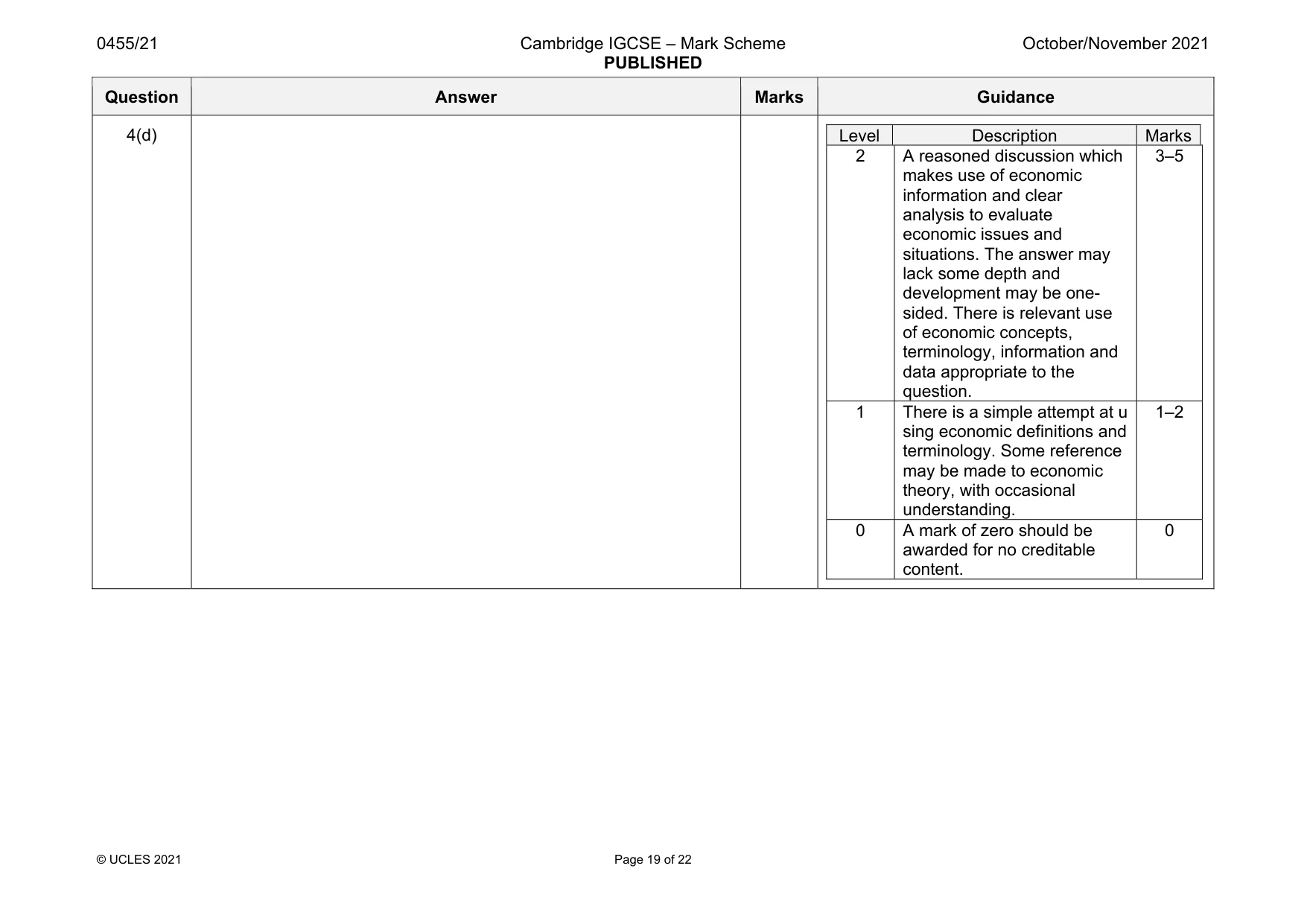 Mark scheme, page 19 of 22