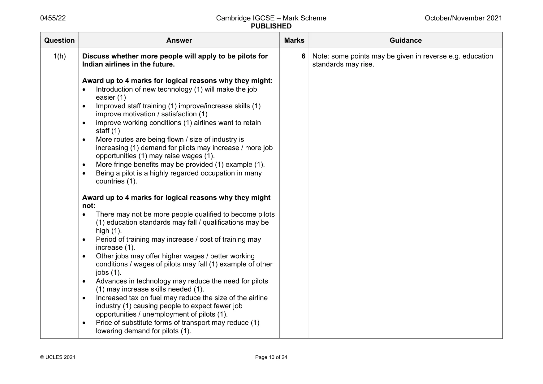 Mark scheme, page 10 of 24