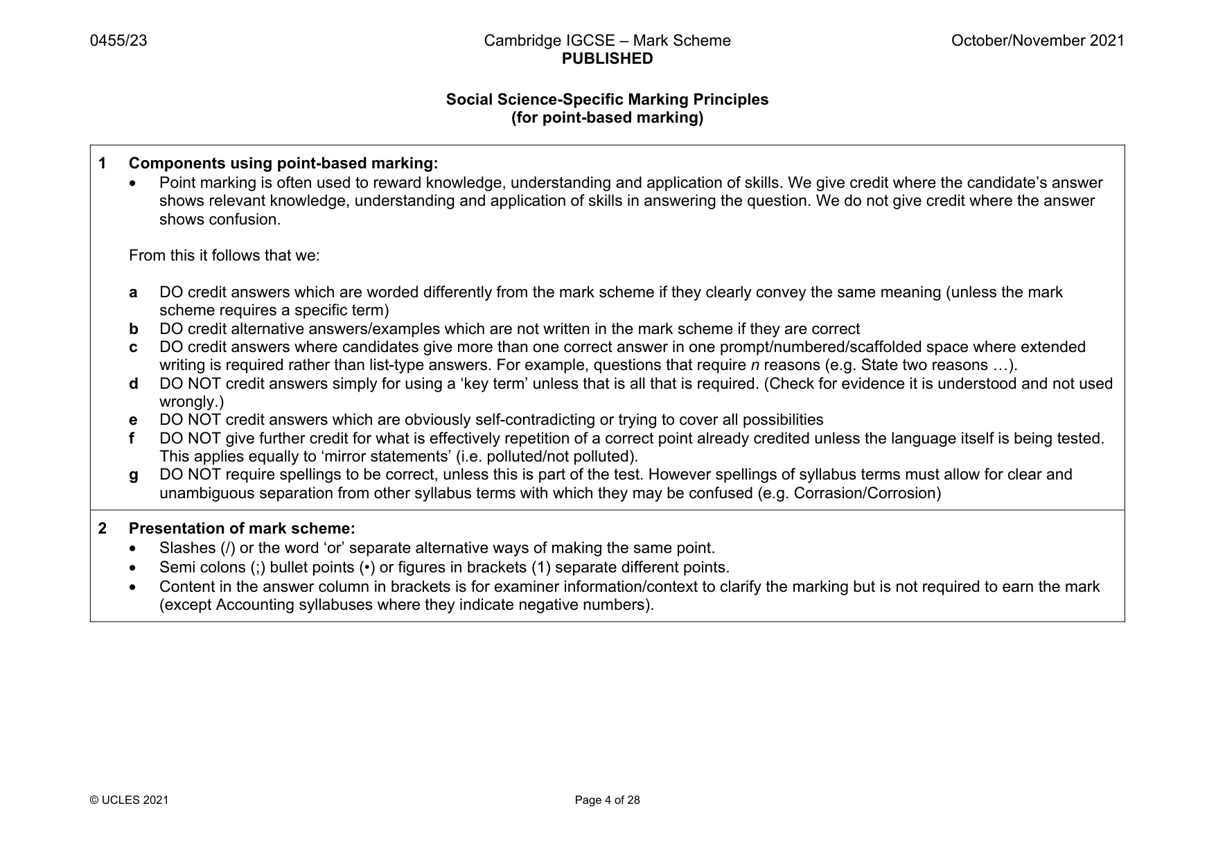 Mark scheme, page 4 of 28