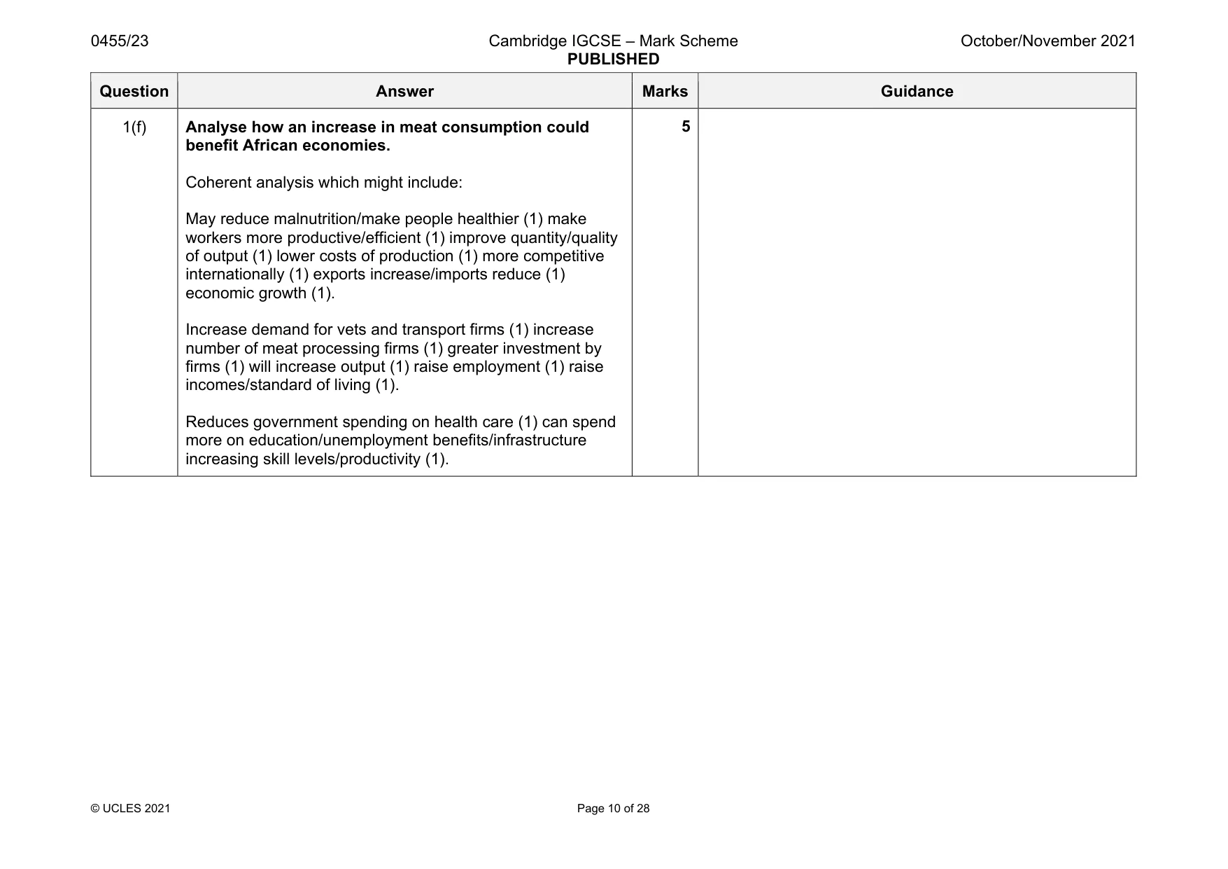 Mark scheme, page 10 of 28