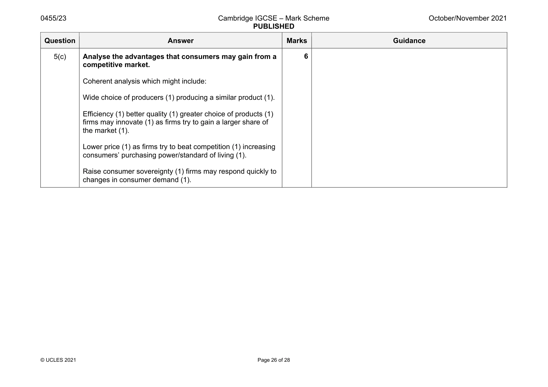 Mark scheme, page 26 of 28