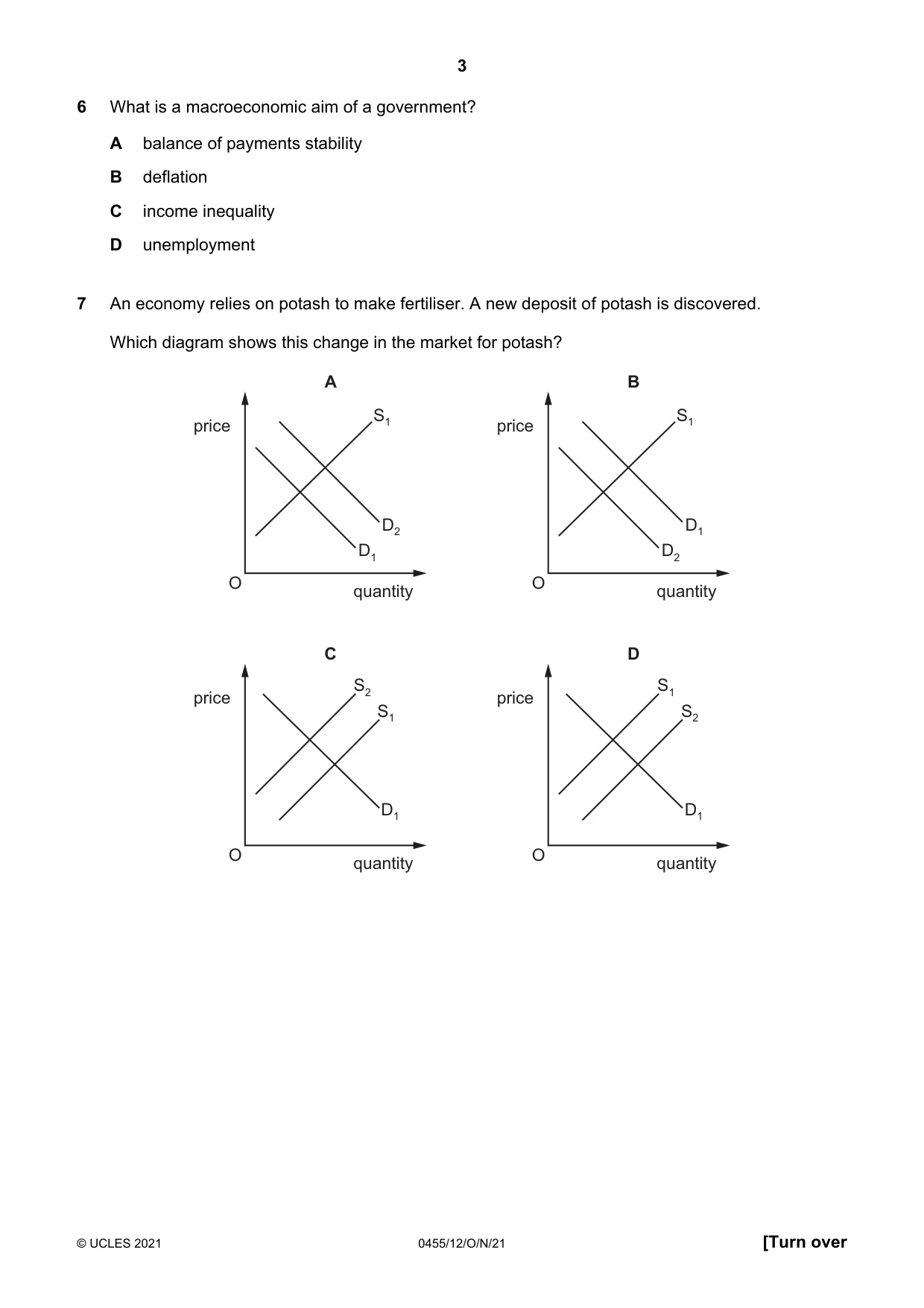 Cambridge IGCSE Economics 0455 2021 Oct/Nov Paper 1 · Variant 2 question paper, page 3 of 12
