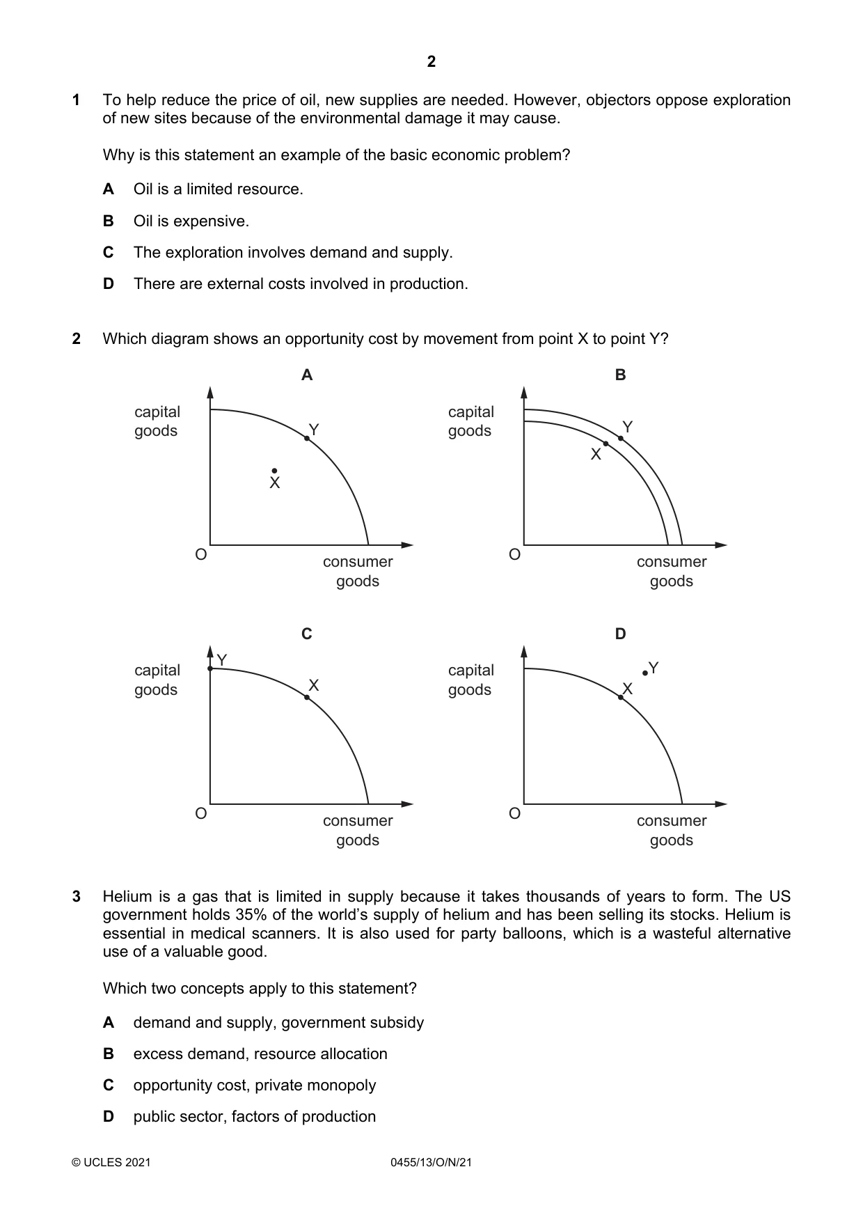 Cambridge IGCSE Economics 0455 2021 Oct/Nov Paper 1 · Variant 3 question paper, page 2 of 12