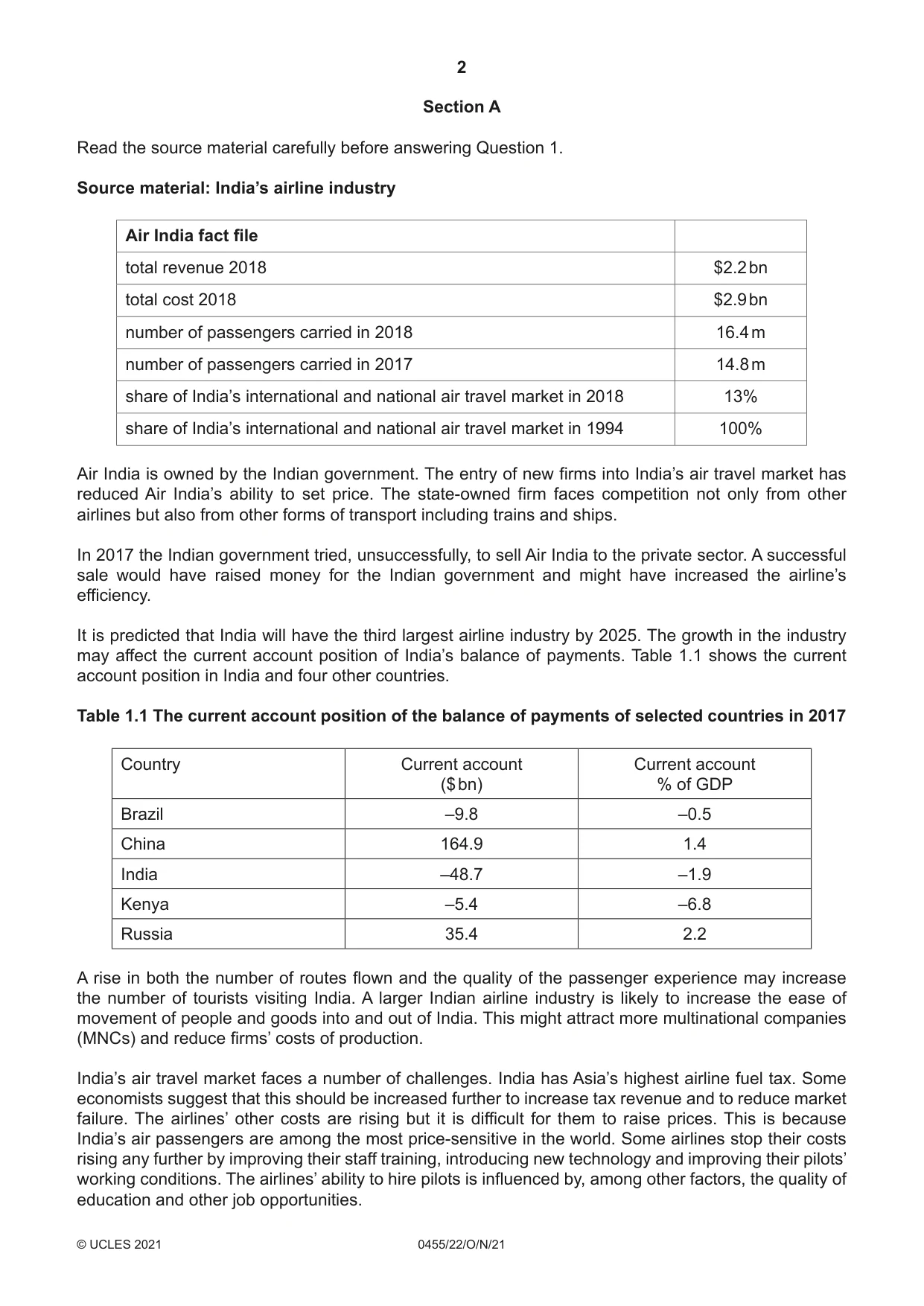 Cambridge IGCSE Economics 0455 2021 Oct/Nov Paper 2 · Variant 2 question paper, page 2 of 8