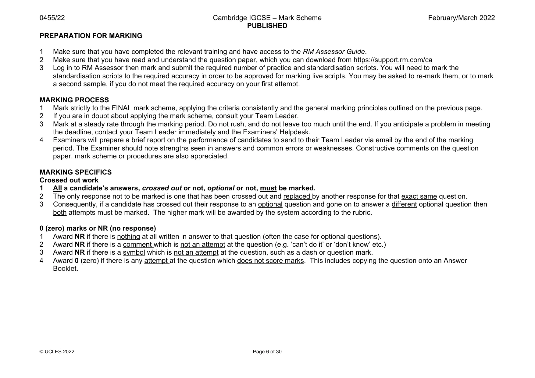 Mark scheme, page 6 of 30