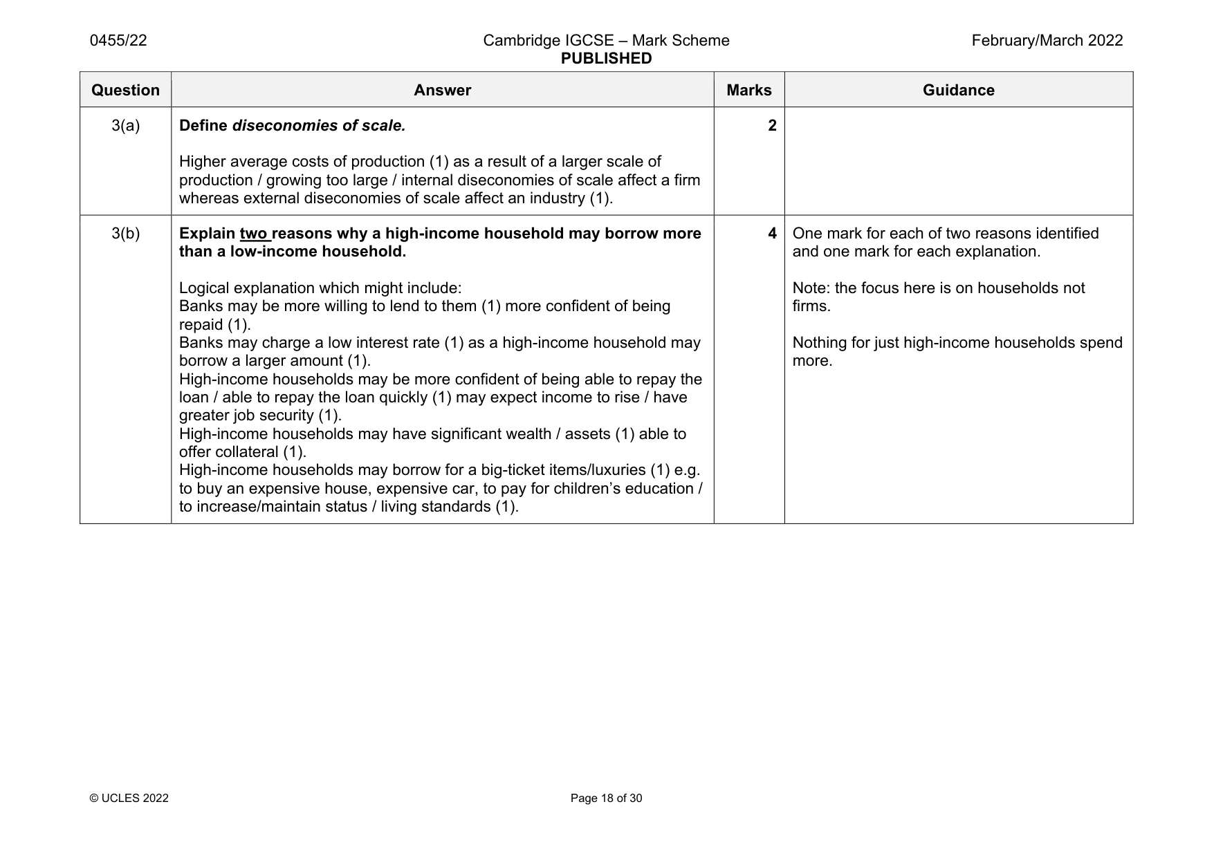 Mark scheme, page 18 of 30